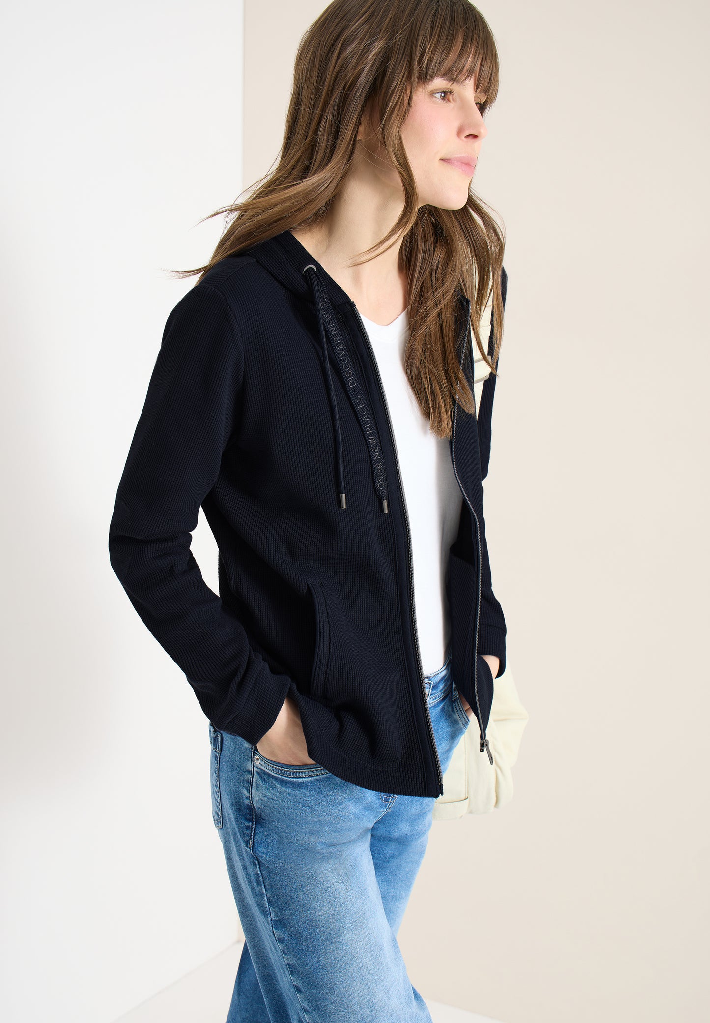 CECIL - Langarm Jacke mit Kapuze und Taschen - Farbe: universal blue