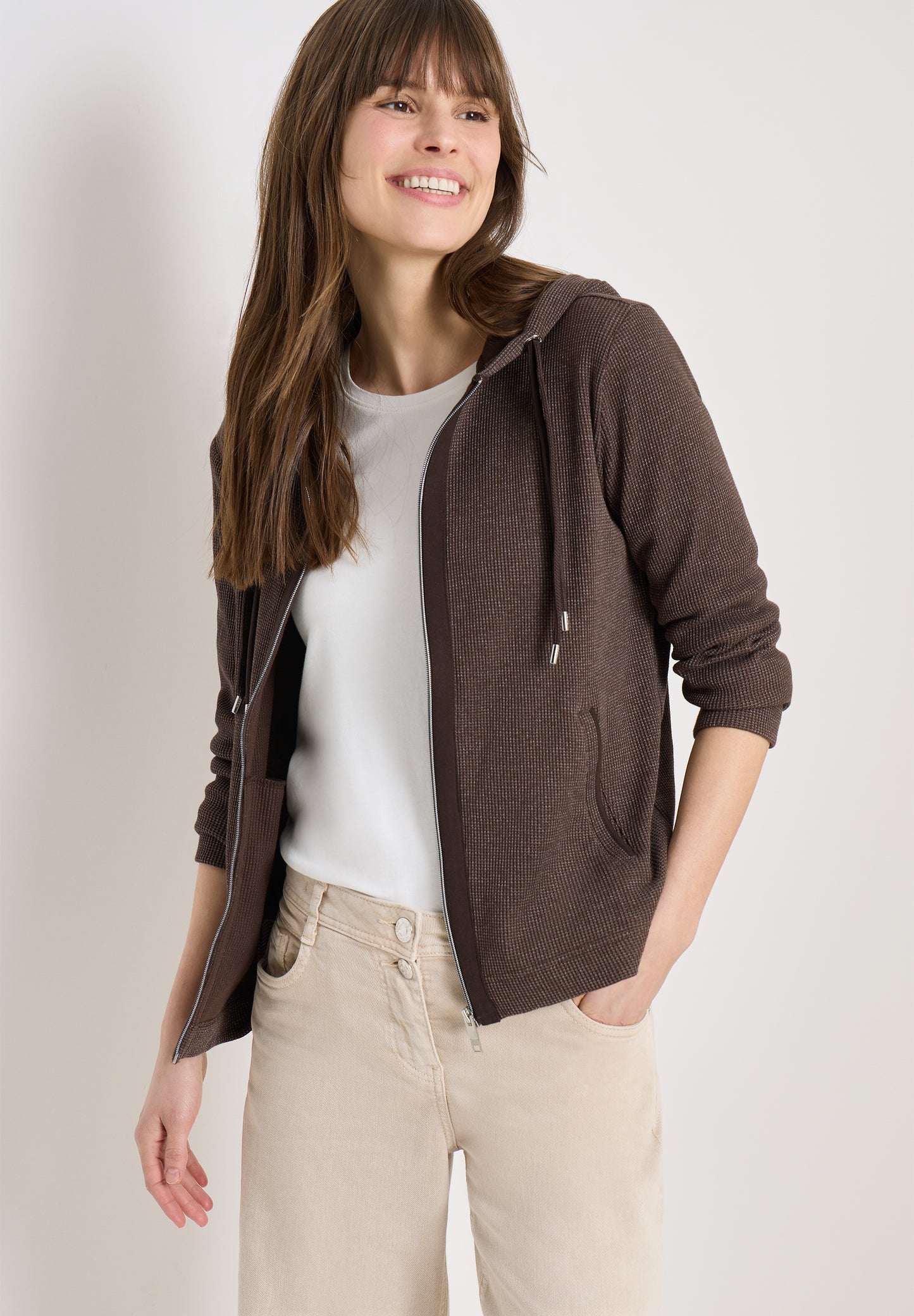 CECIL - Langarm Jacke mit Kapuze und Taschen - Farbe: macchiato brown