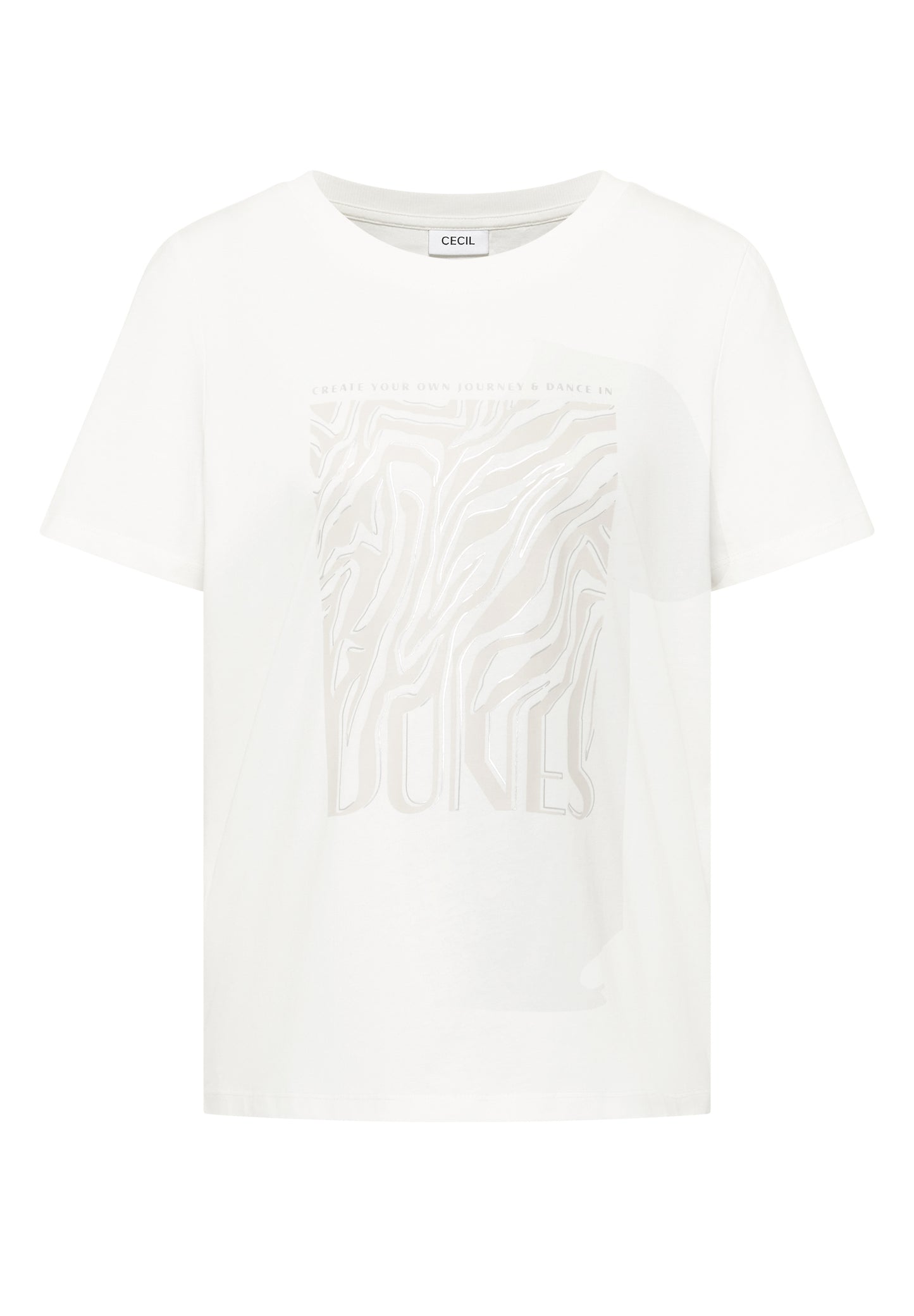 CECIL - T-Shirt mit Rundhals und Folienprint - Farbe: vanilla white