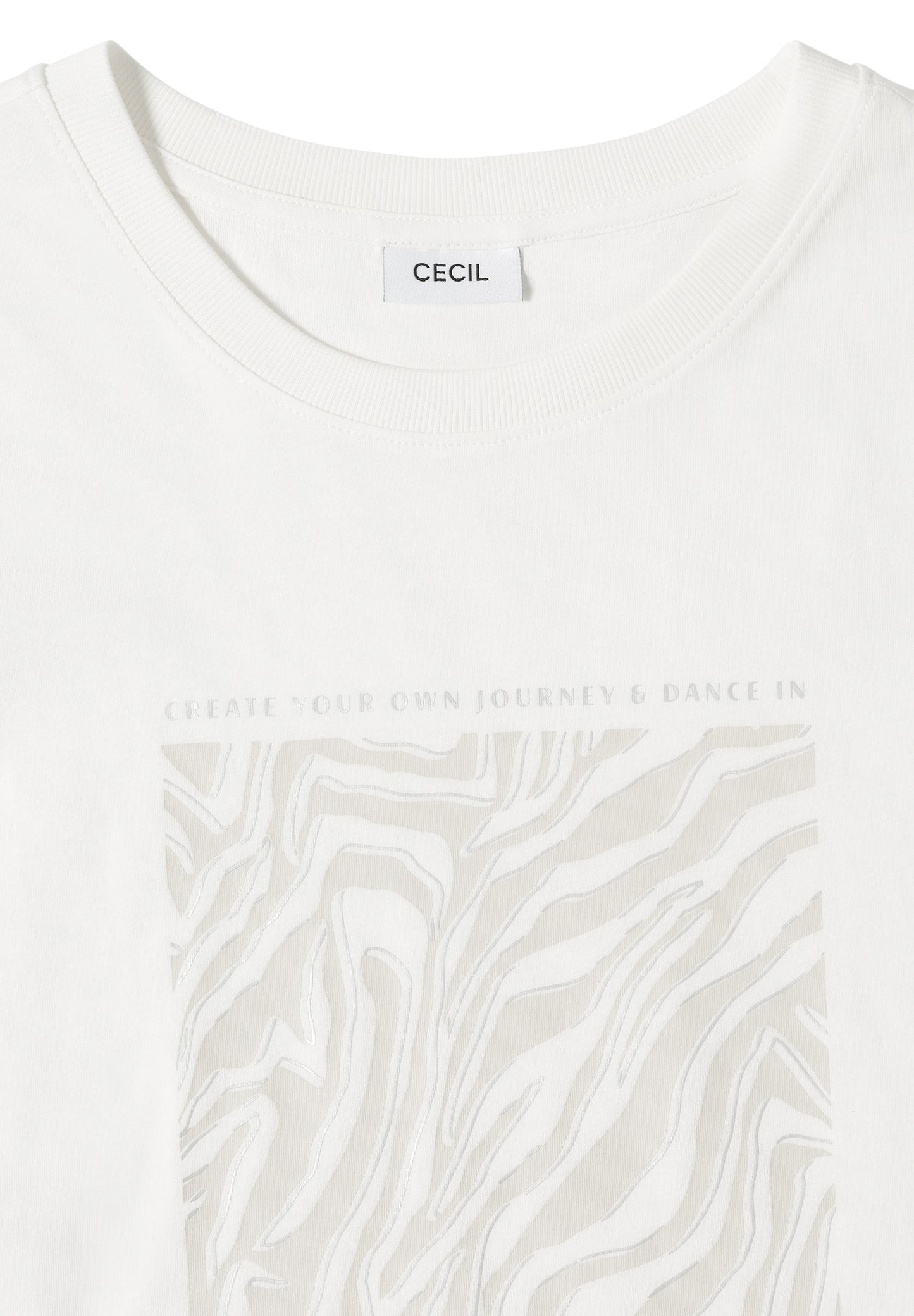 CECIL - T-Shirt mit Rundhals und Folienprint - Farbe: vanilla white