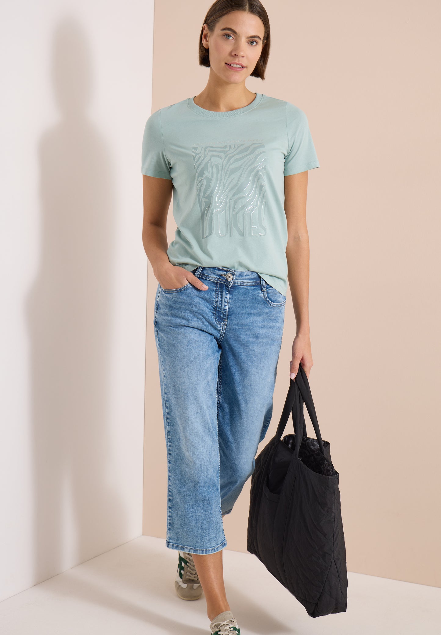 CECIL - T-Shirt mit Rundhals und Folienprint - Farbe: crystal mint