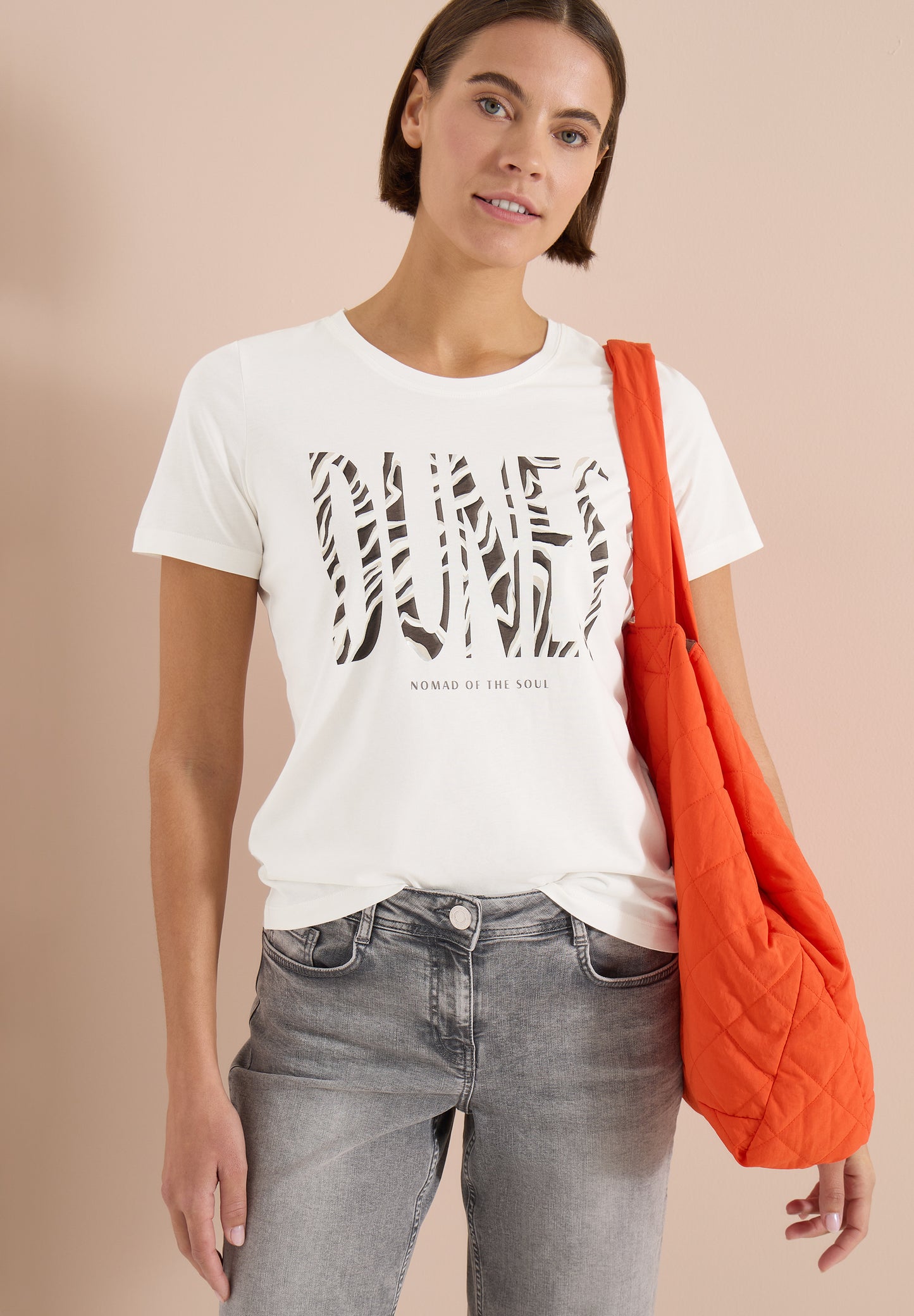 CECIL - T-Shirt mit Rundhals und Frontprint - Farbe: vanilla white