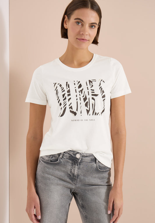 CECIL - T-Shirt mit Rundhals und Frontprint - Farbe: vanilla white