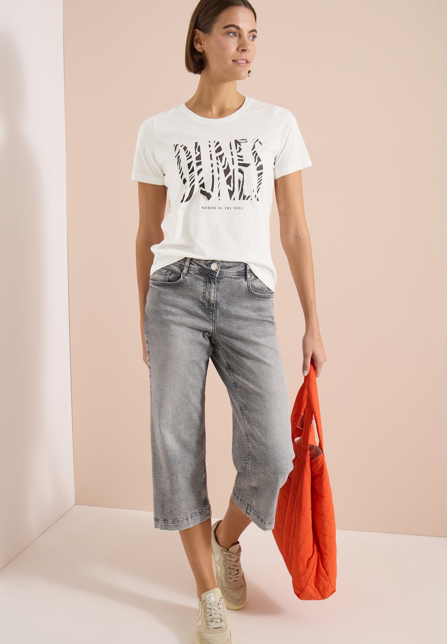 CECIL - T-Shirt mit Rundhals und Frontprint - Farbe: vanilla white