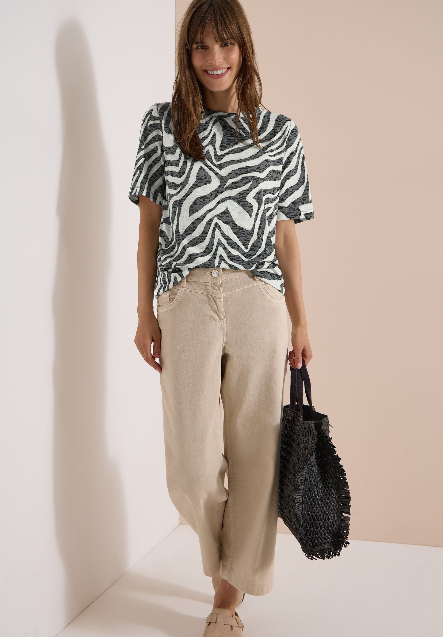 CECIL - T-Shirt in Ausbrenner-Optik - Farbe: palm breeze green