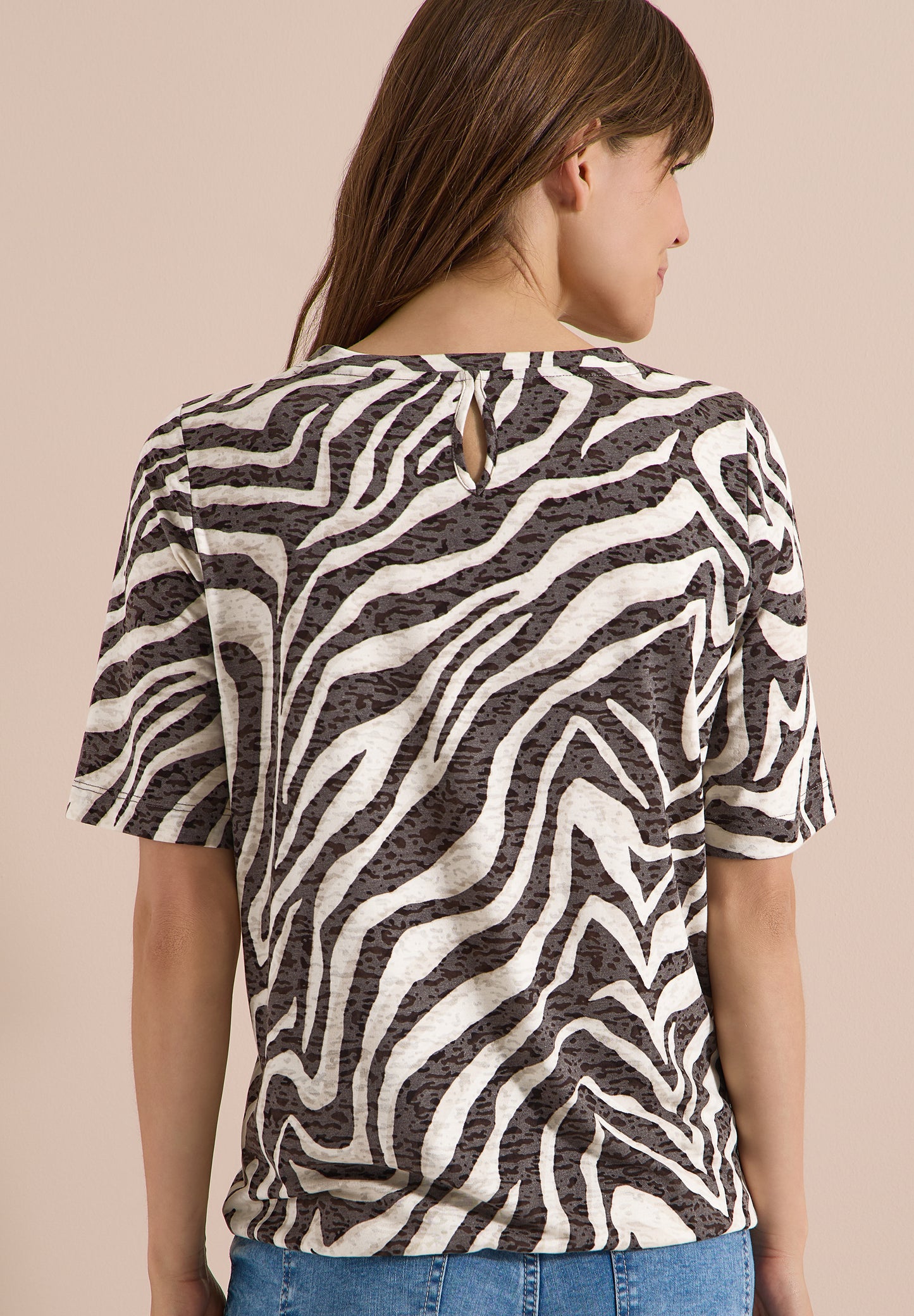 CECIL - T-Shirt in Ausbrenner-Optik - Farbe: brown cacao