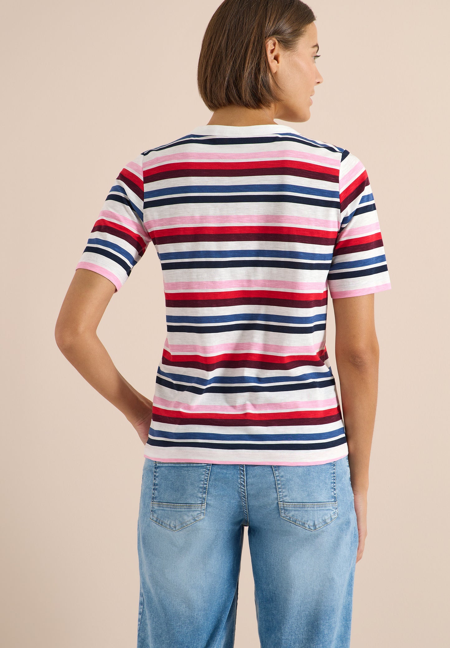 CECIL - Kurzarm Shirt mit Multicolor Streifen - Farbe: universal blue