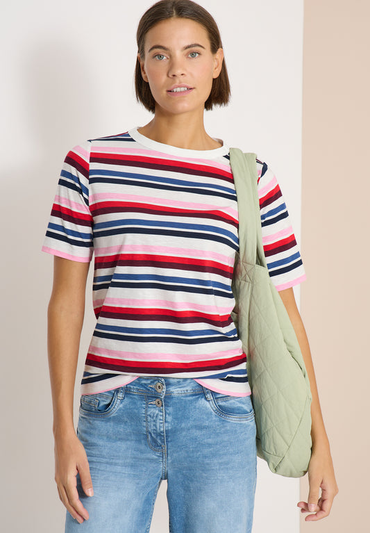 CECIL - Kurzarm Shirt mit Multicolor Streifen - Farbe: universal blue