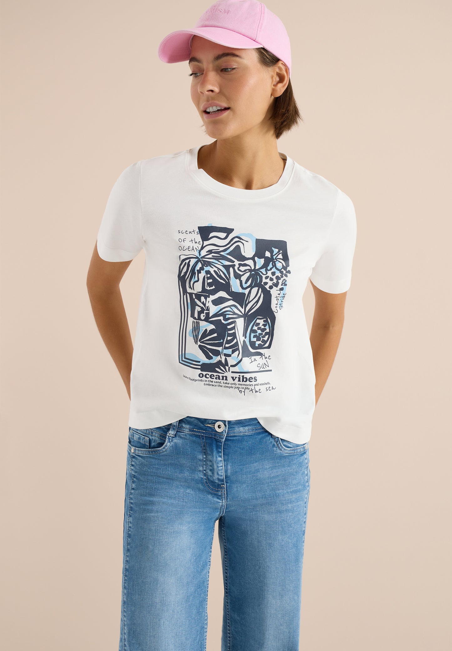 CECIL - Shirt mit Rundhals und maritimem Print - Farbe: vanilla white