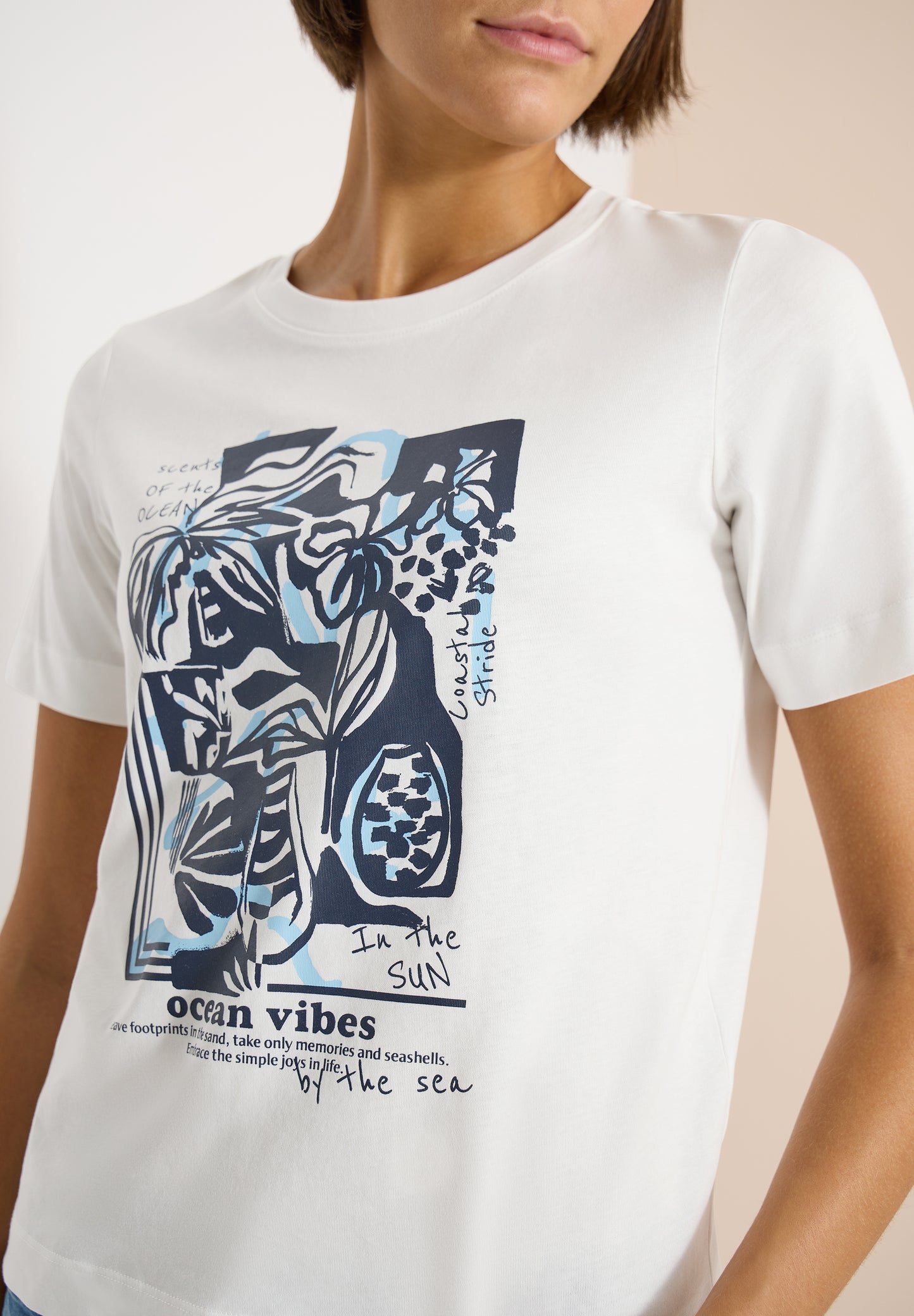 CECIL - Shirt mit Rundhals und maritimem Print - Farbe: vanilla white