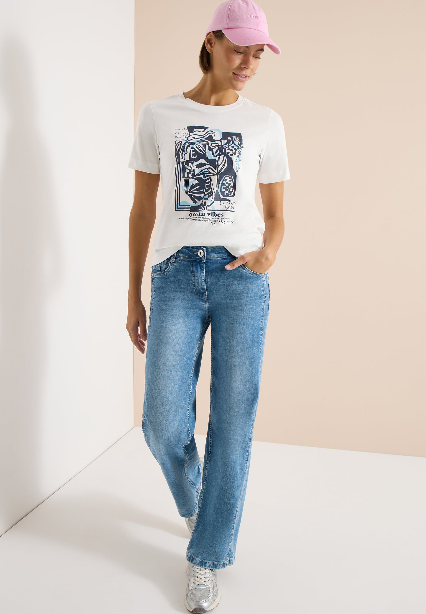 CECIL - Shirt mit Rundhals und maritimem Print - Farbe: vanilla white