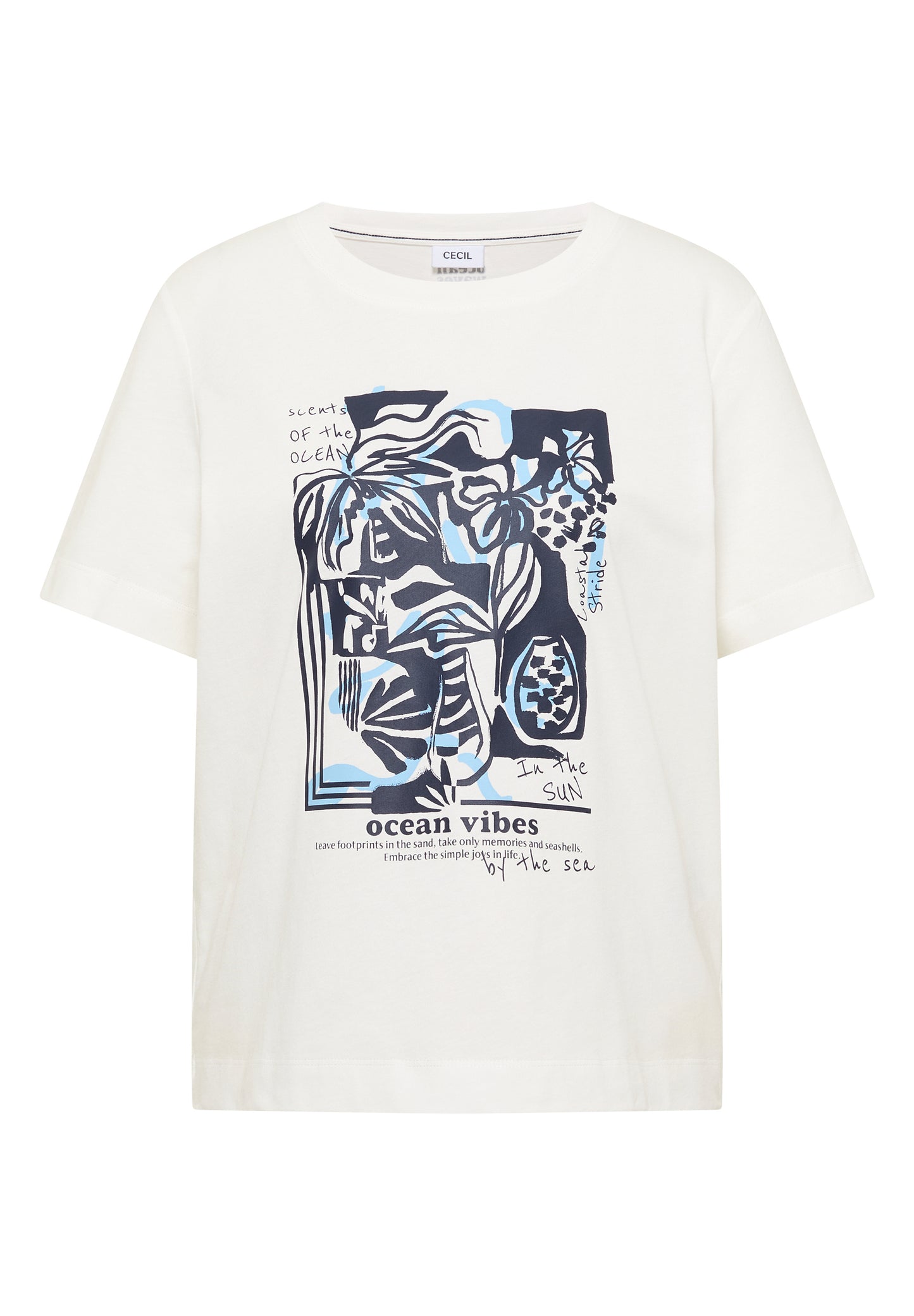 CECIL - Shirt mit Rundhals und maritimem Print - Farbe: vanilla white