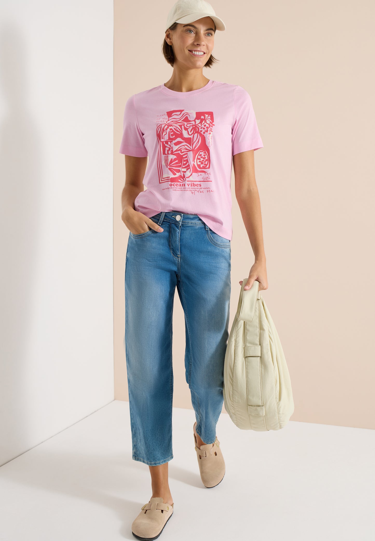 CECIL - Shirt mit Rundhals und maritimem Print - Farbe: light blush rose