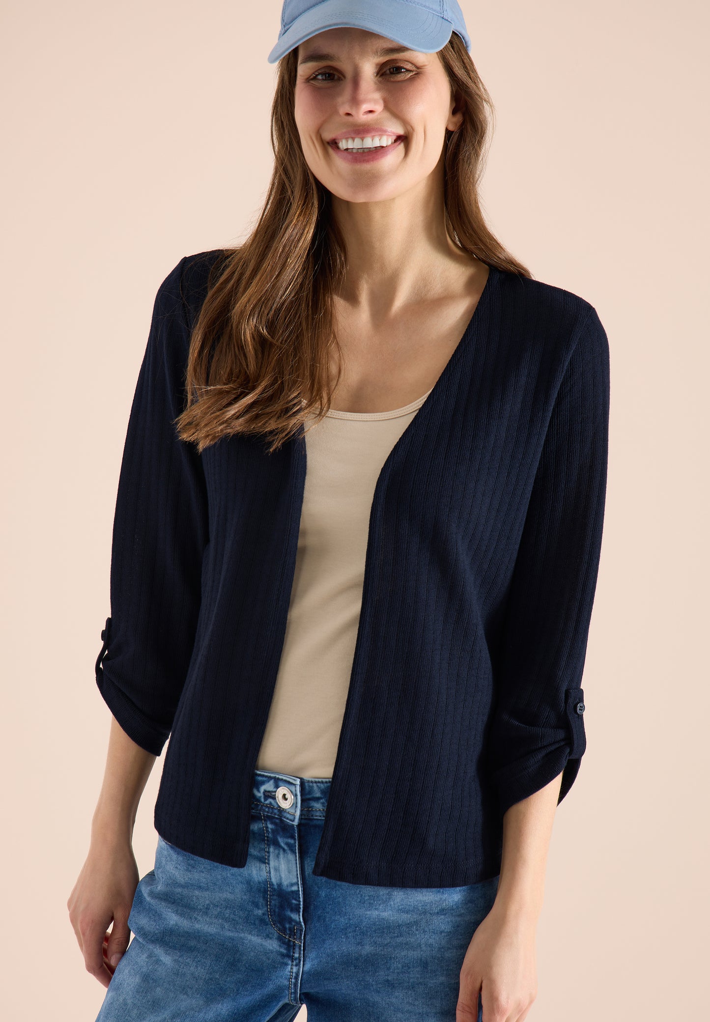 CECIL - 3/4-Arm Jacke in Strick-Optik - Farbe: universal blue