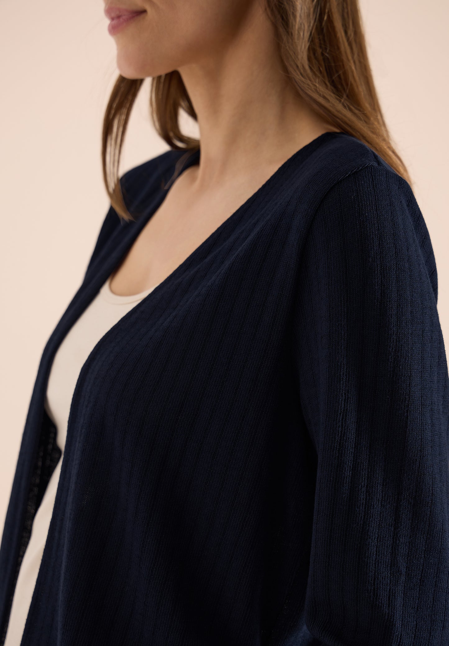 CECIL - 3/4-Arm Jacke in Strick-Optik - Farbe: universal blue