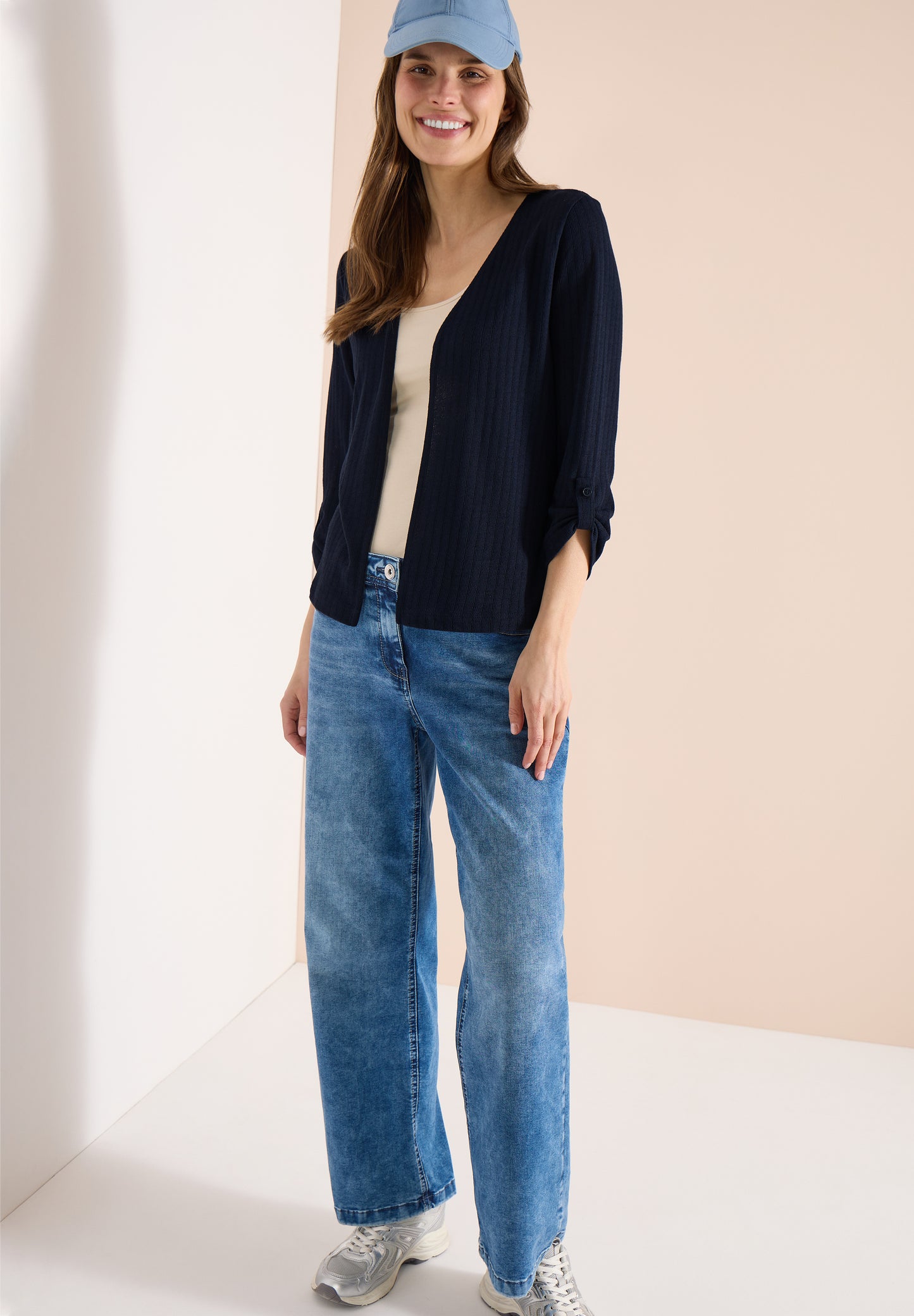 CECIL - 3/4-Arm Jacke in Strick-Optik - Farbe: universal blue