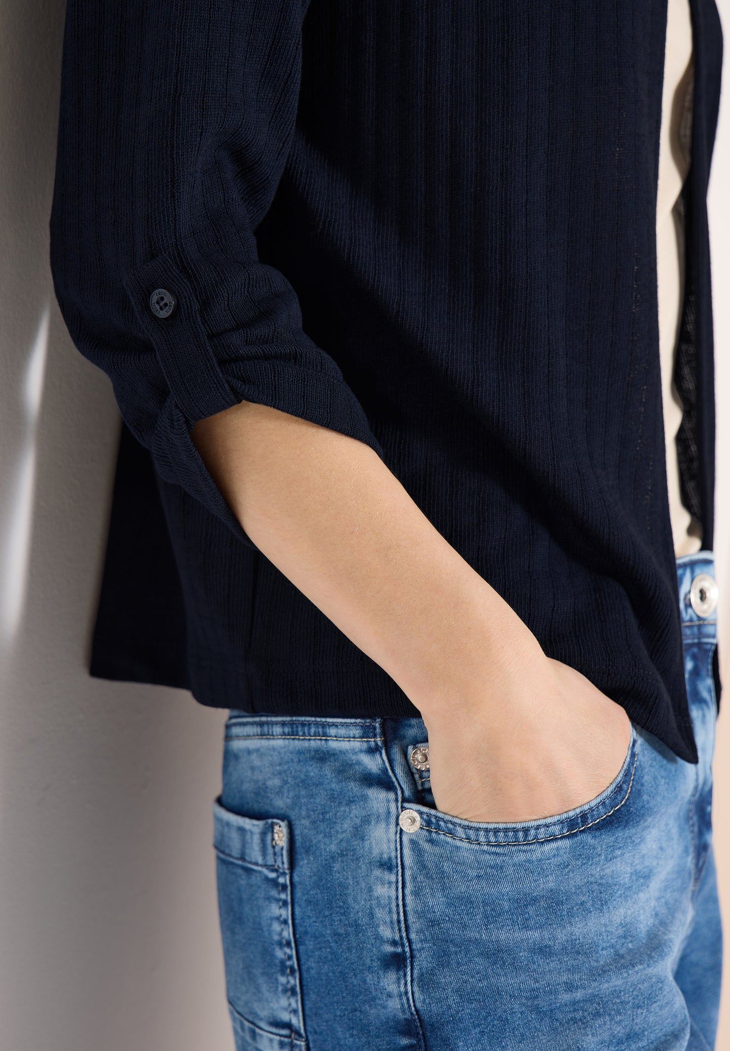 CECIL - 3/4-Arm Jacke in Strick-Optik - Farbe: universal blue