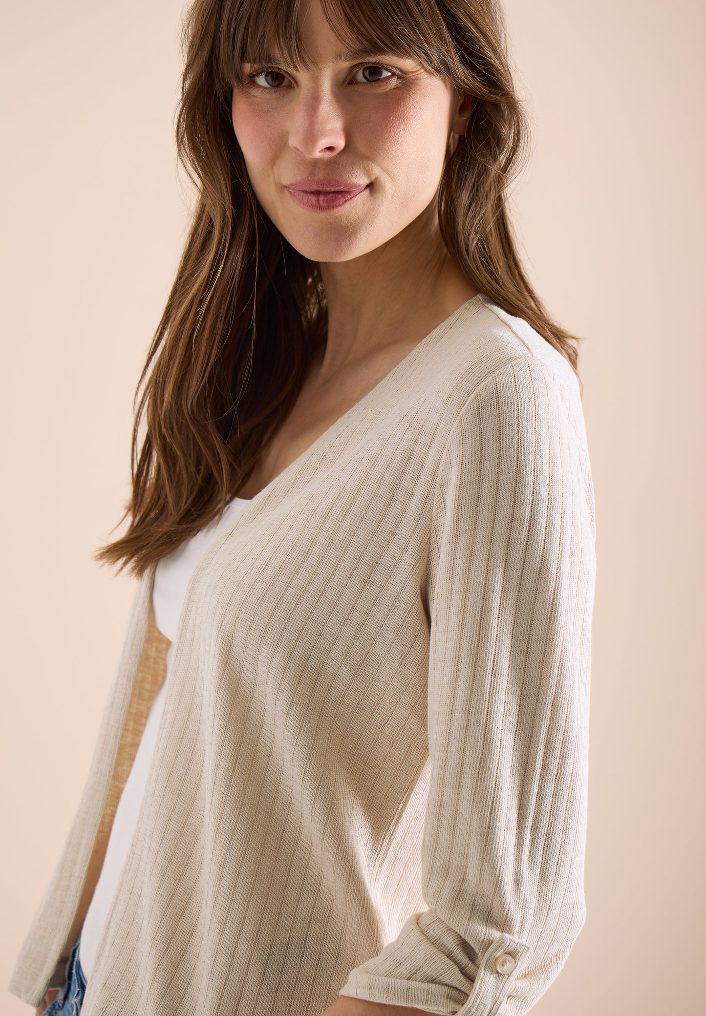 CECIL - 3/4-Arm Jacke in Strick-Optik - Farbe: pearl beige