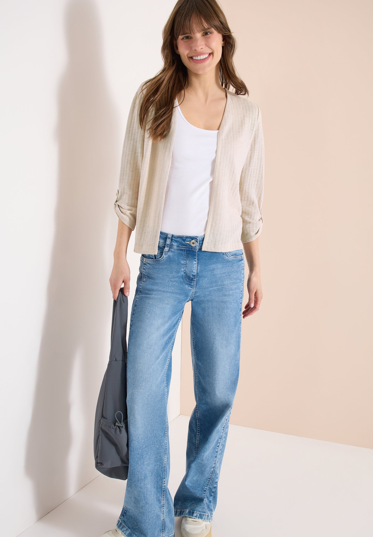 CECIL - 3/4-Arm Jacke in Strick-Optik - Farbe: pearl beige