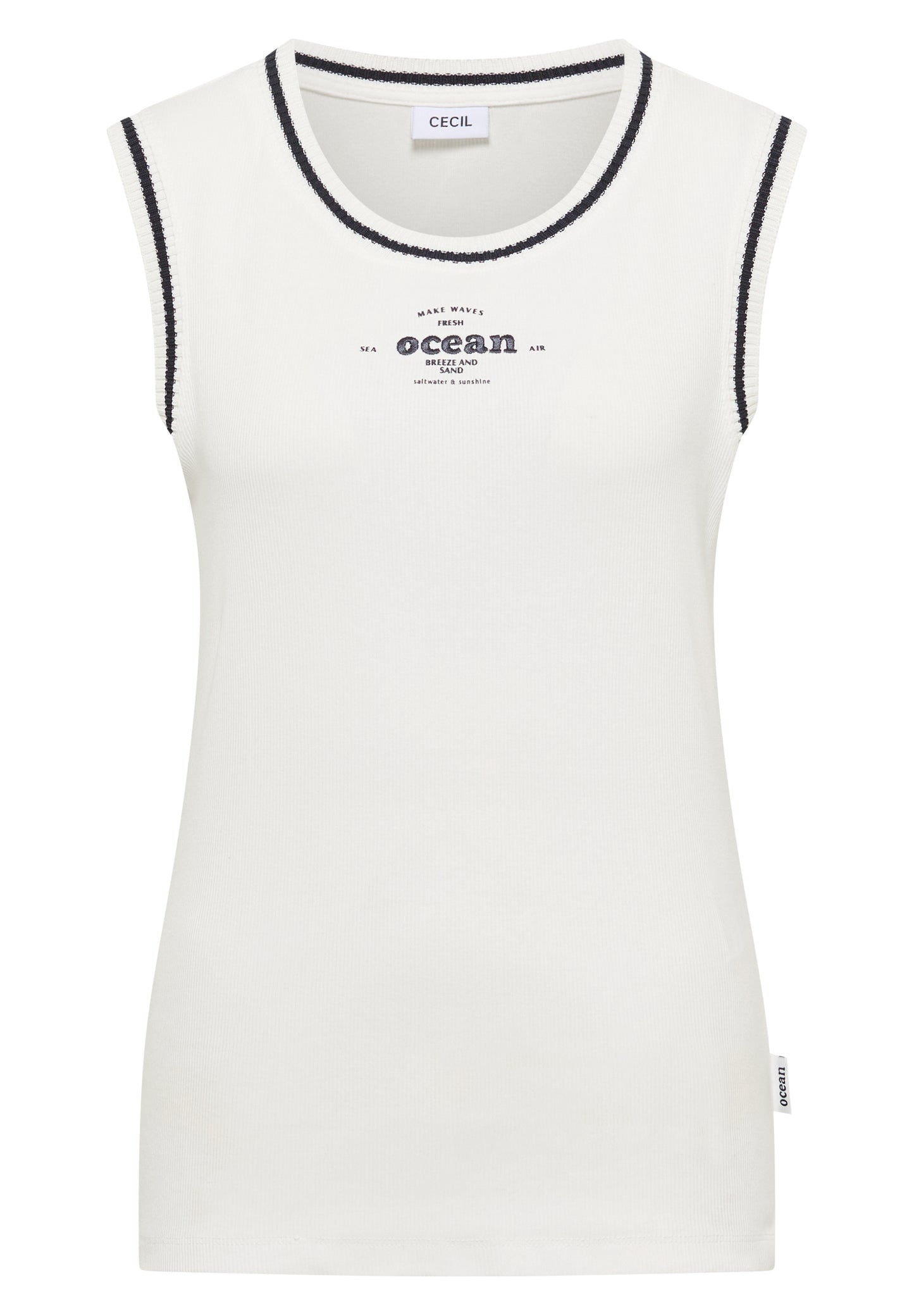 CECIL - Top mit Rundhals und Kontrastdetails - Farbe: vanilla white