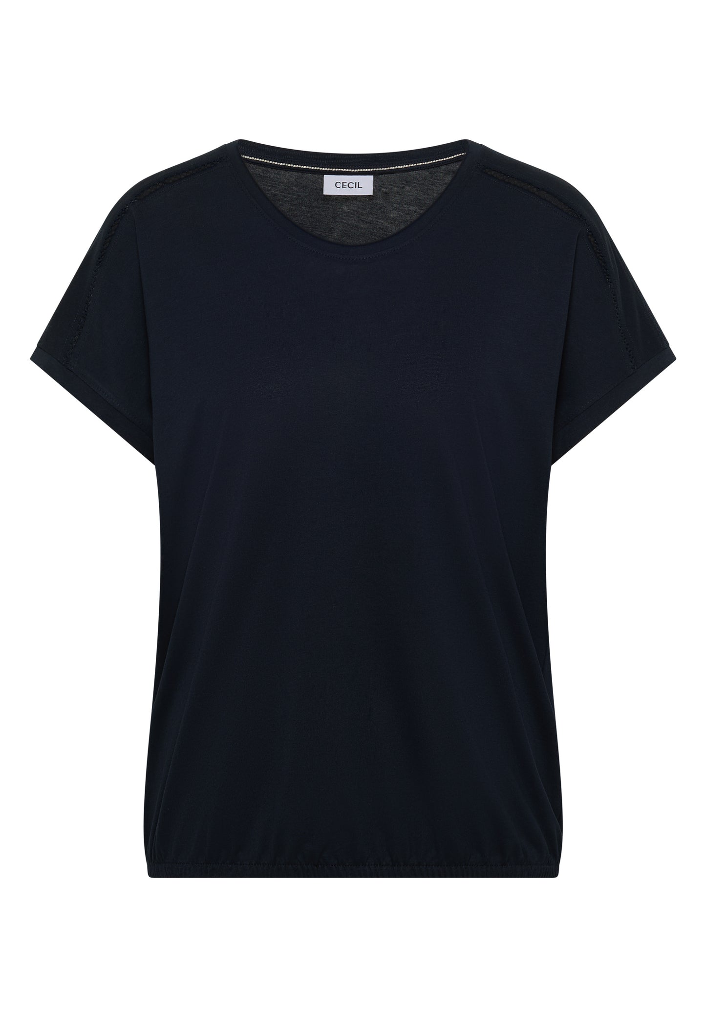 CECIL - T-Shirt mit V-Neck und Spitzendetail - Farbe: universal blue
