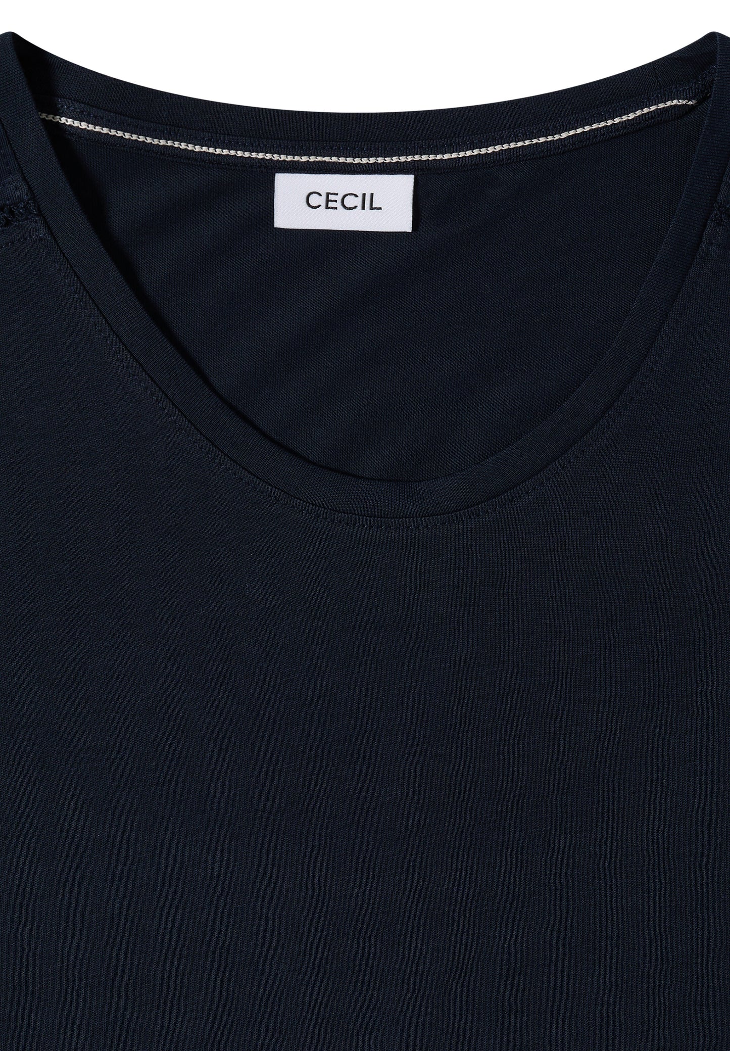 CECIL - T-Shirt mit V-Neck und Spitzendetail - Farbe: universal blue