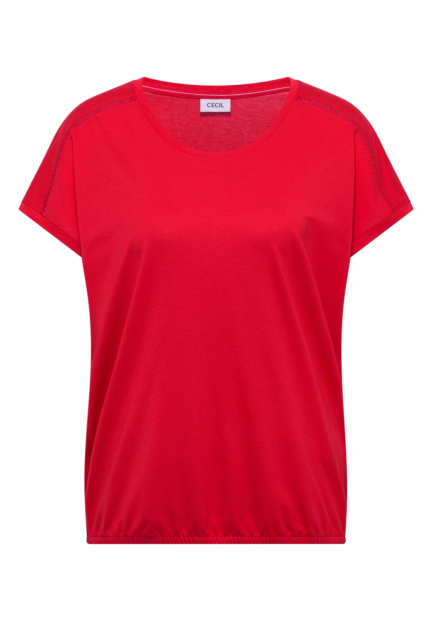 CECIL - T-Shirt mit V-Neck und Spitzendetail - Farbe: glazed apple red