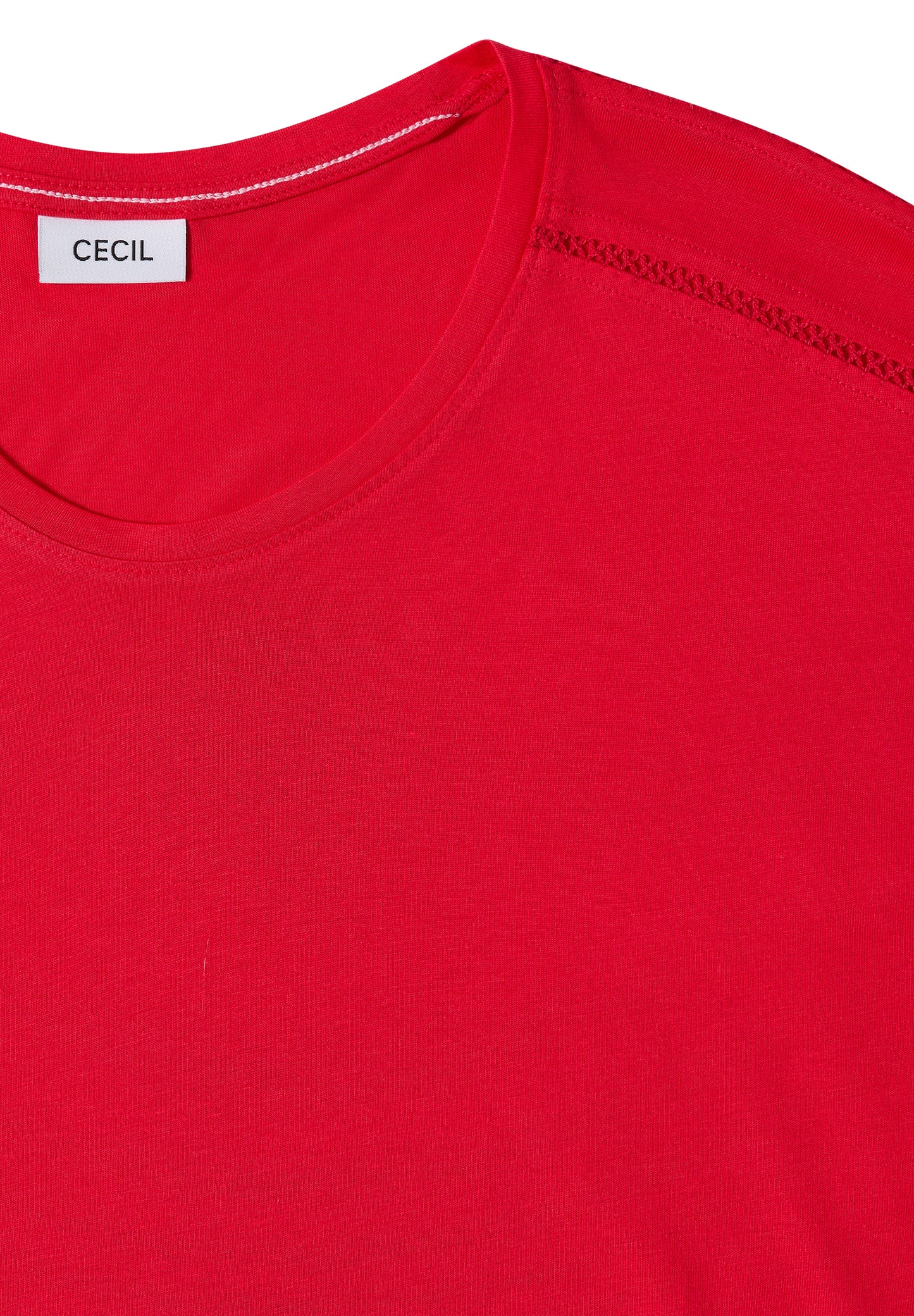 CECIL - T-Shirt mit V-Neck und Spitzendetail - Farbe: glazed apple red
