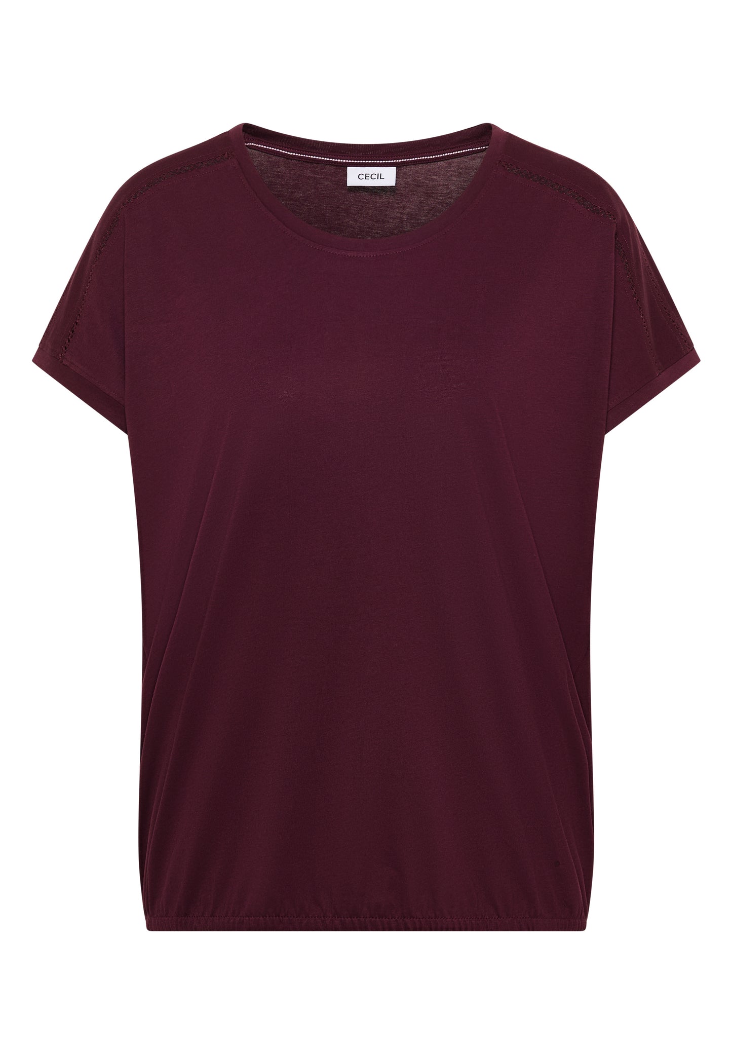 CECIL - T-Shirt mit V-Neck und Spitzendetail - Farbe: sweet grape red
