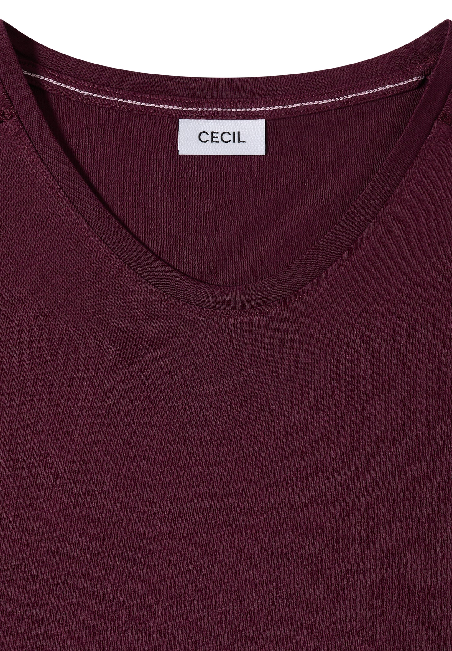 CECIL - T-Shirt mit V-Neck und Spitzendetail - Farbe: sweet grape red