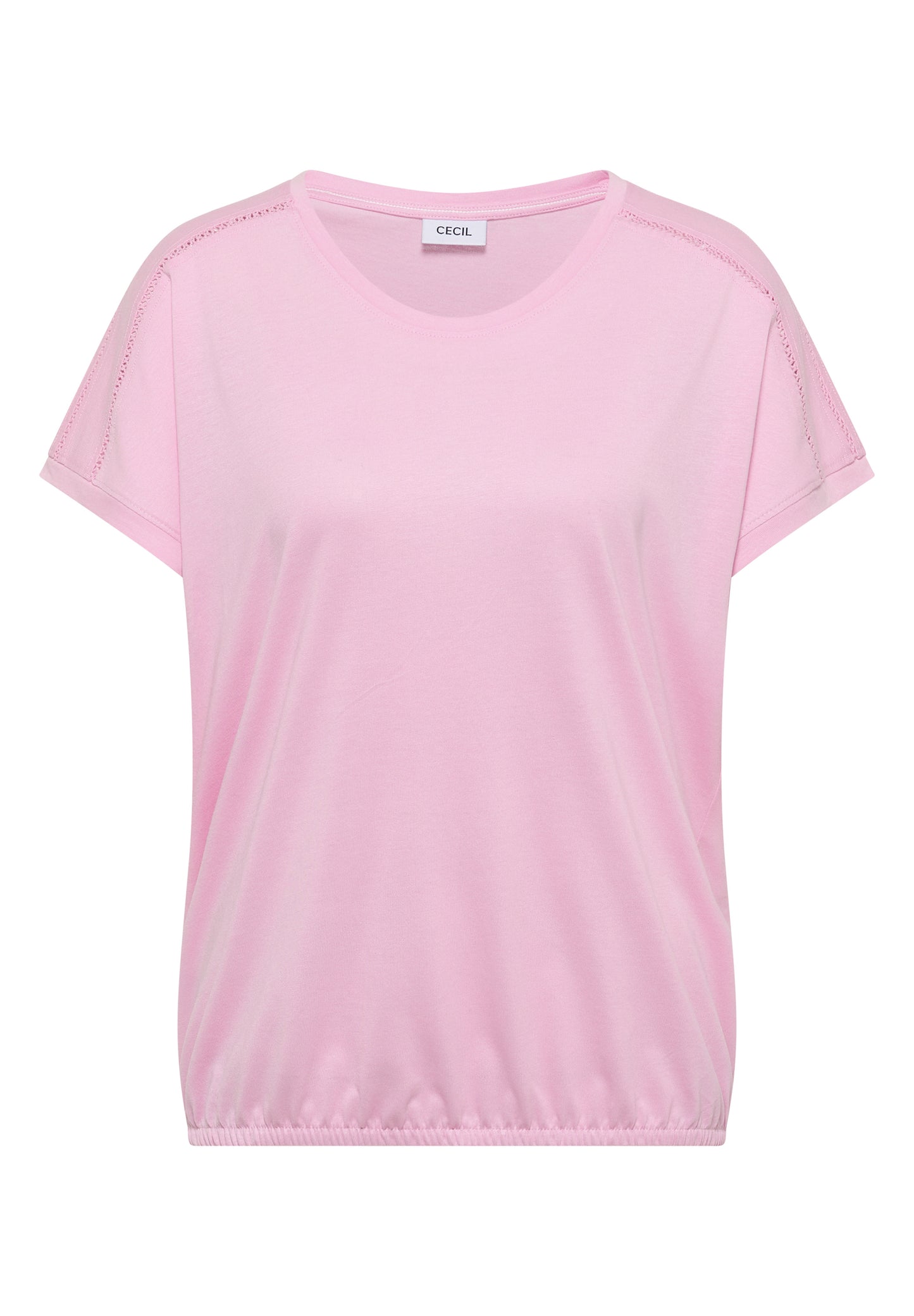 CECIL - T-Shirt mit V-Neck und Spitzendetail - Farbe: Rosa