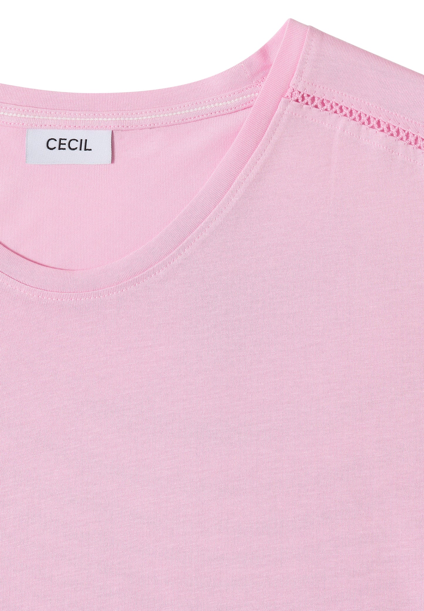 CECIL - T-Shirt mit V-Neck und Spitzendetail - Farbe: Rosa
