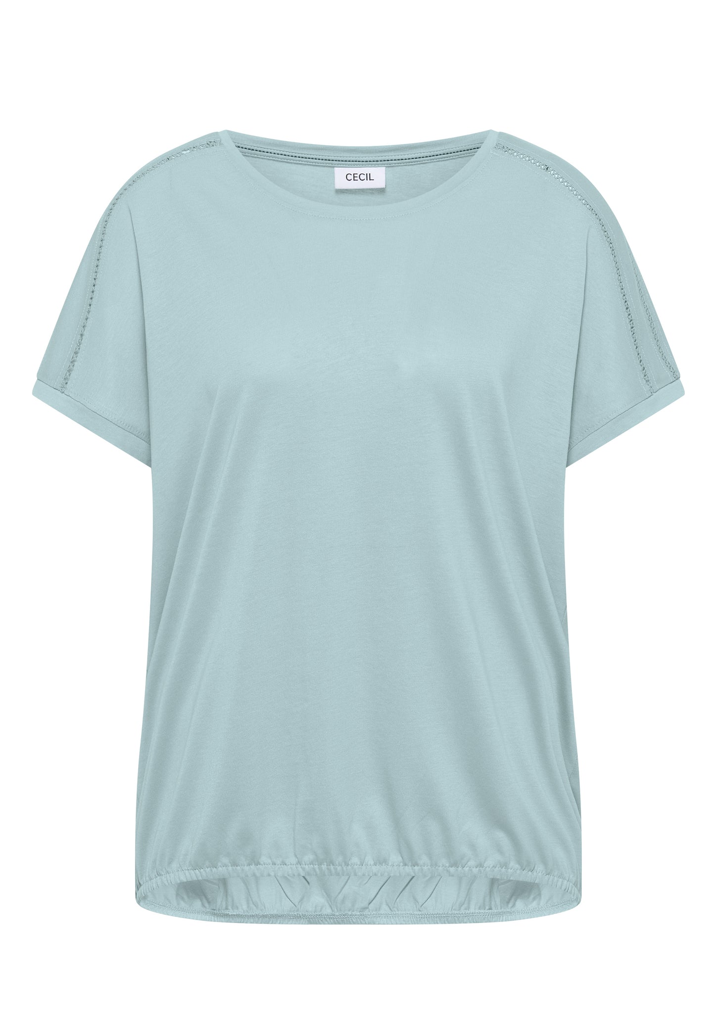 CECIL - T-Shirt mit V-Neck und Spitzendetail - Farbe: crystal mint