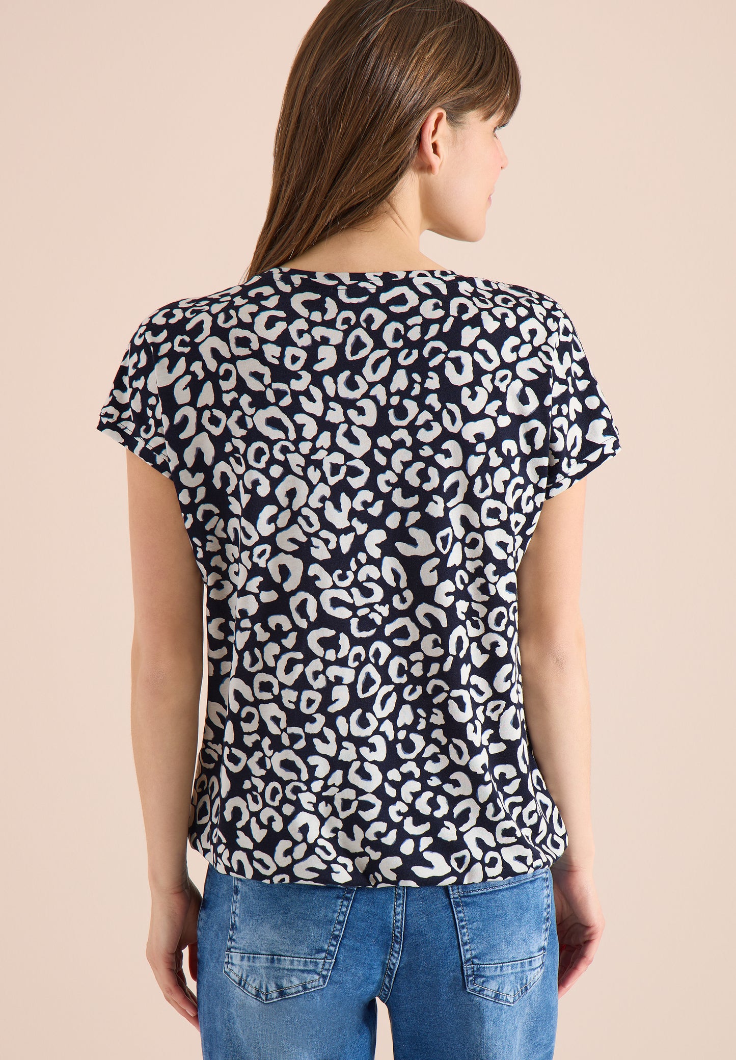 CECIL - Shirt mit Spitzendetail und Leo-Print - Farbe: urban dark blue