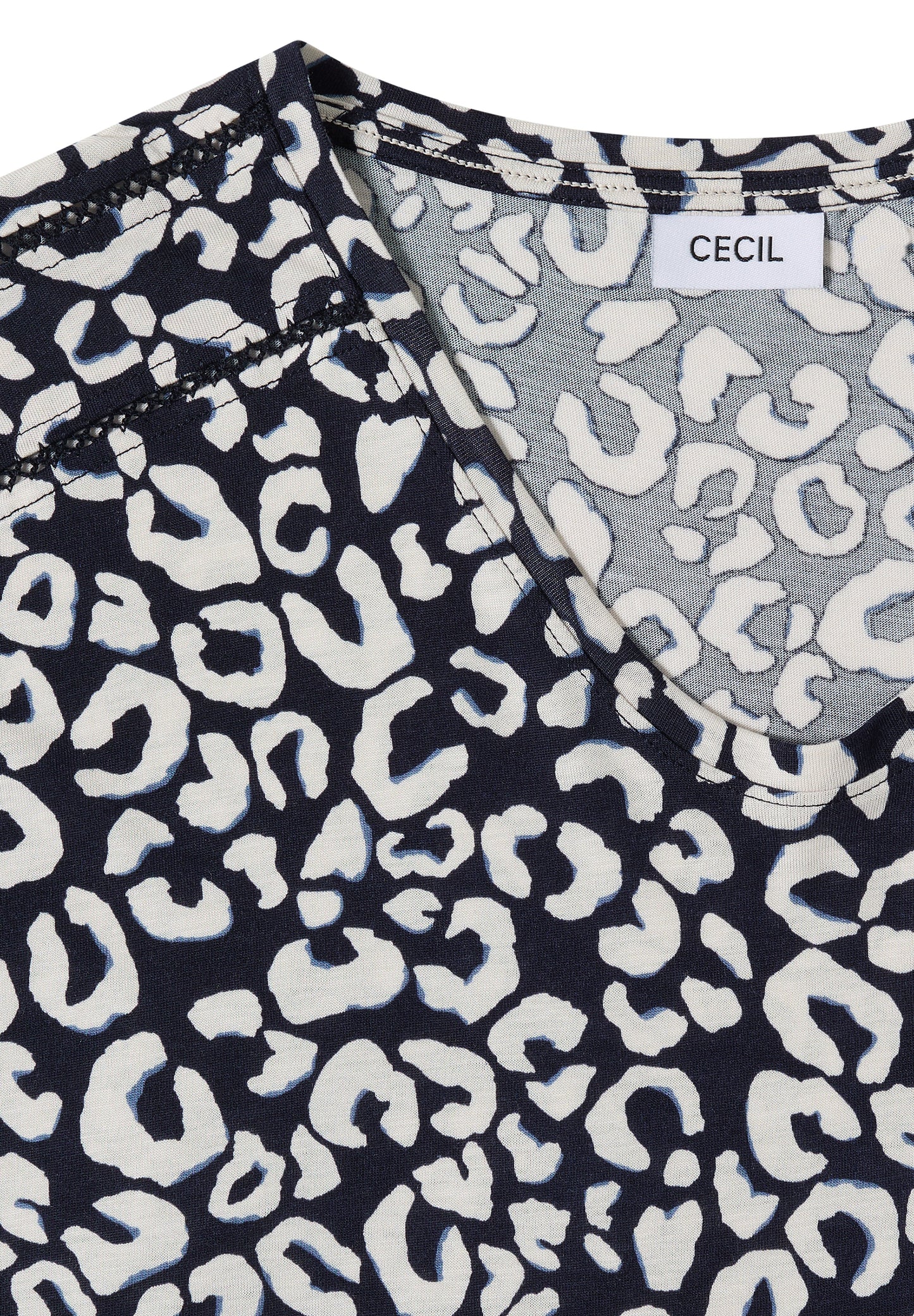 CECIL - Shirt mit Spitzendetail und Leo-Print - Farbe: urban dark blue