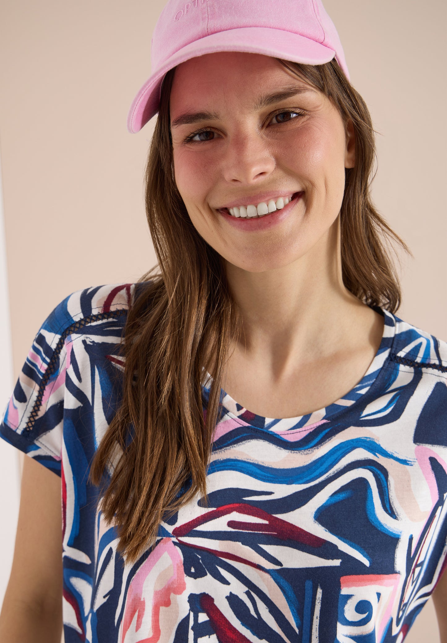 CECIL - Kurzarm Shirt mit Spitzendetail - Farbe: universal blue