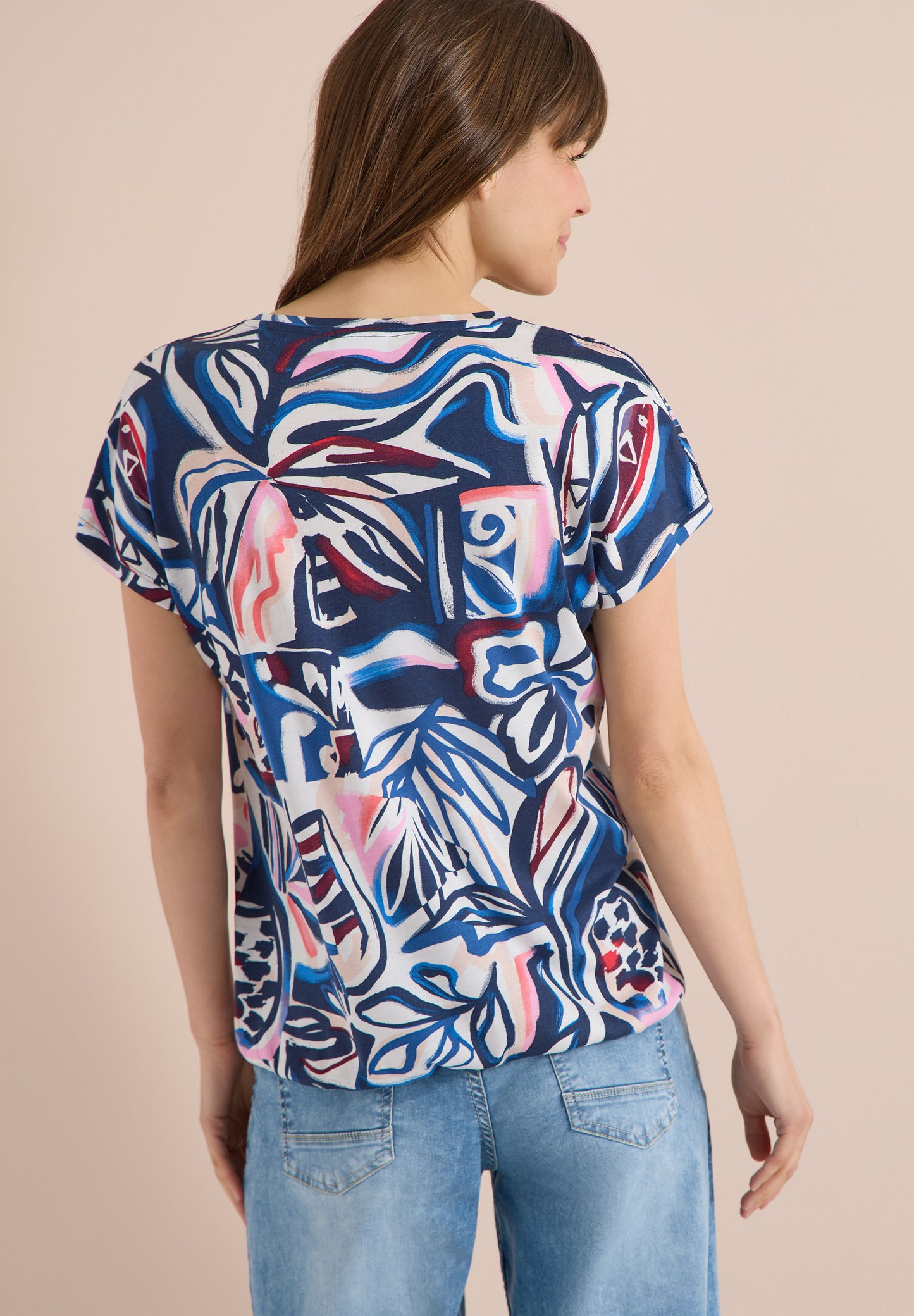 CECIL - Kurzarm Shirt mit Spitzendetail - Farbe: universal blue