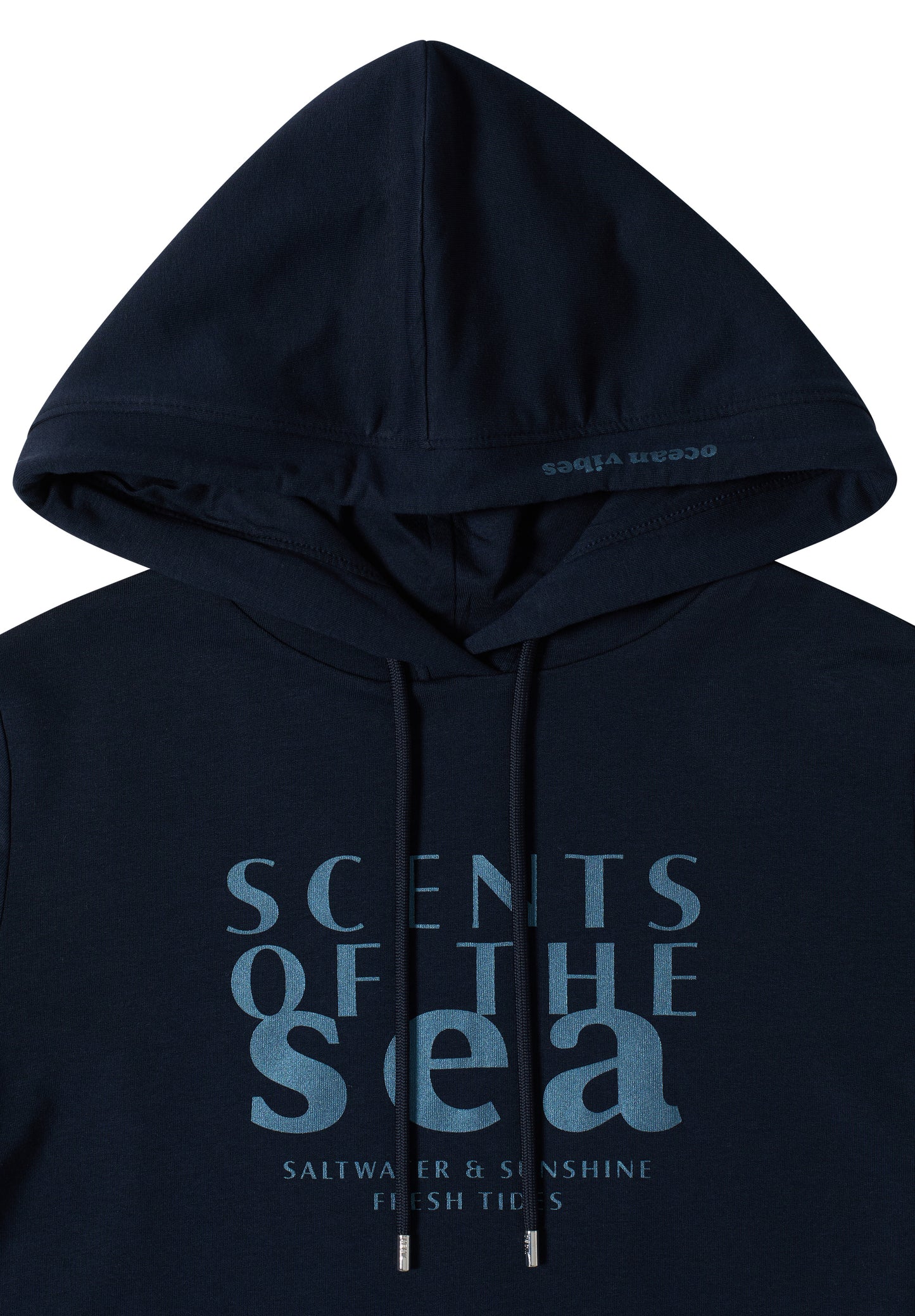CECIL - Kurzarm Shirt mit Kapuze und Wording - Farbe: universal blue