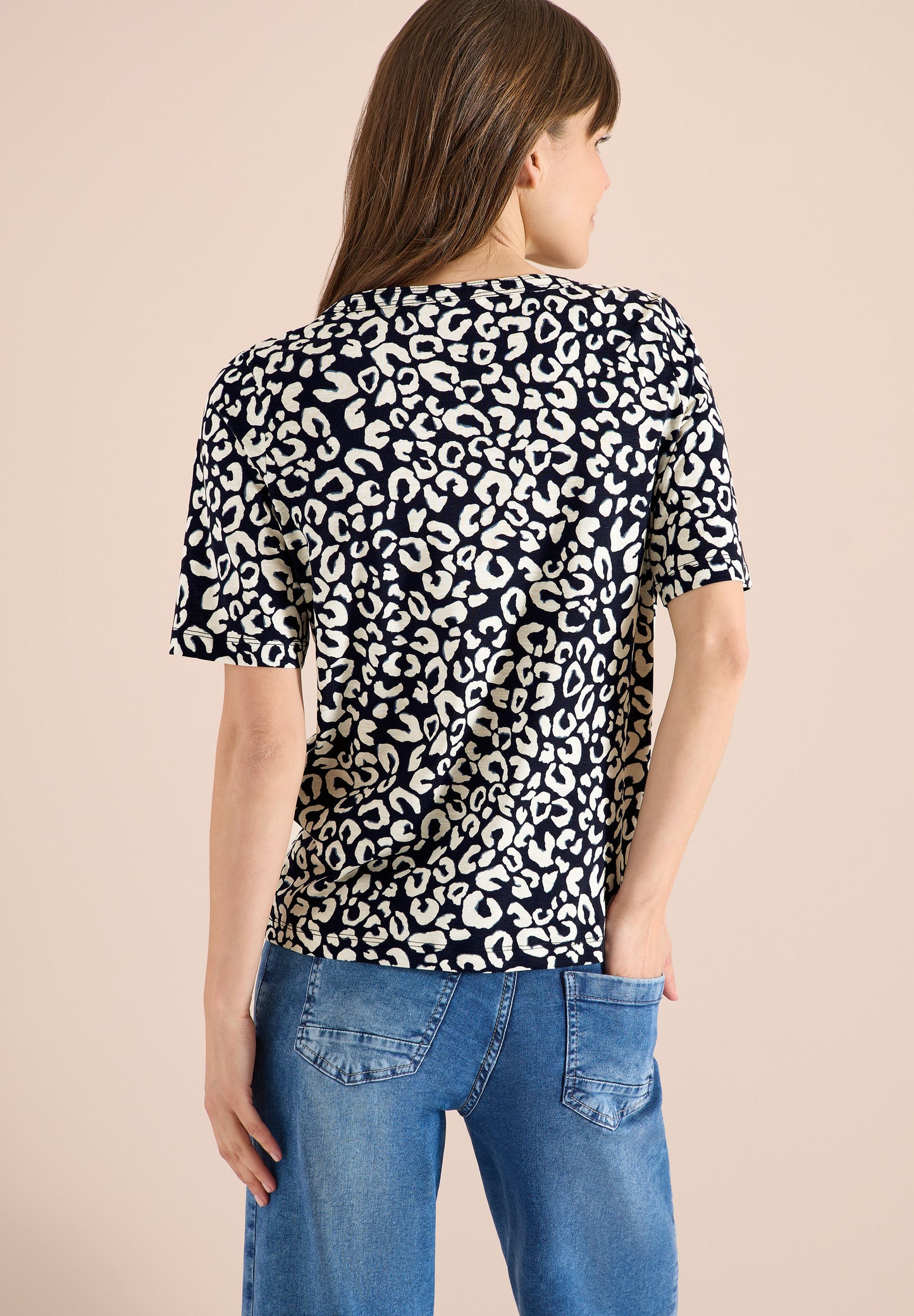 CECIL - Shirt mit Boatneck und Leo-Print - Farbe: urban dark blue