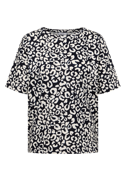 CECIL - Shirt mit Boatneck und Leo-Print - Farbe: urban dark blue