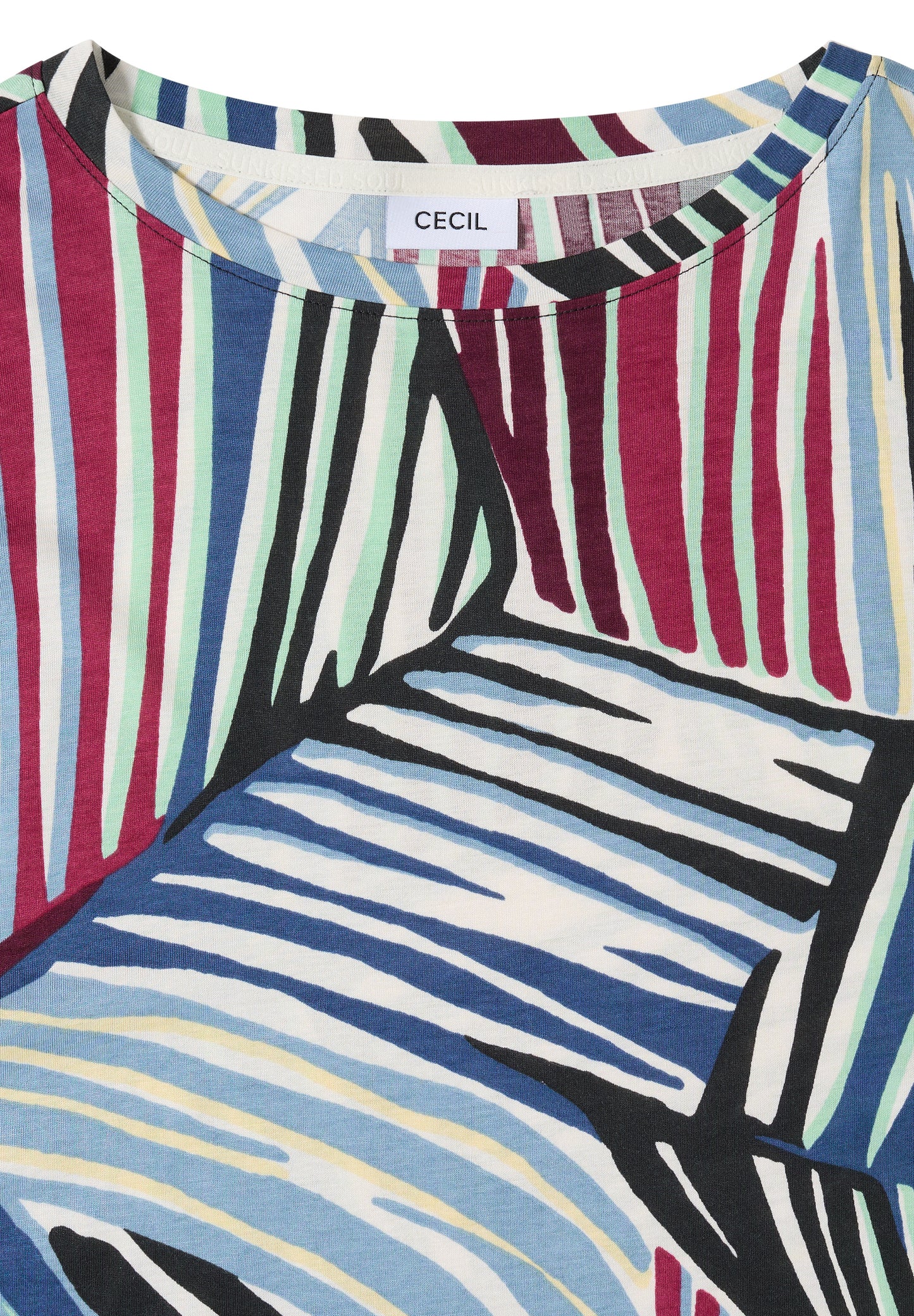 CECIL - T-Shirt mit Boatneck und Grafikprint - Farbe: palm breeze green