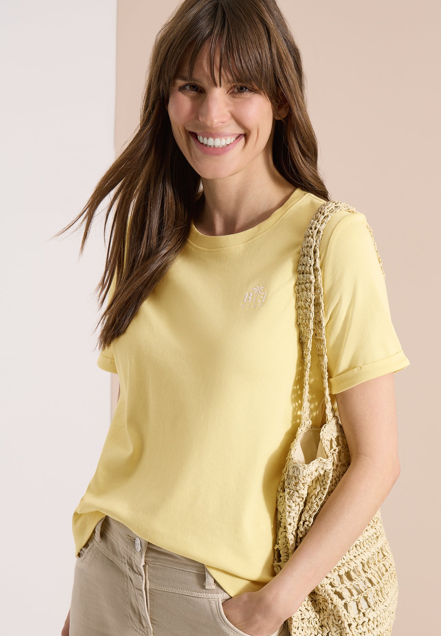 CECIL - T-Shirt mit Rundhals und Print-Detail - Farbe: buttermilk yellow