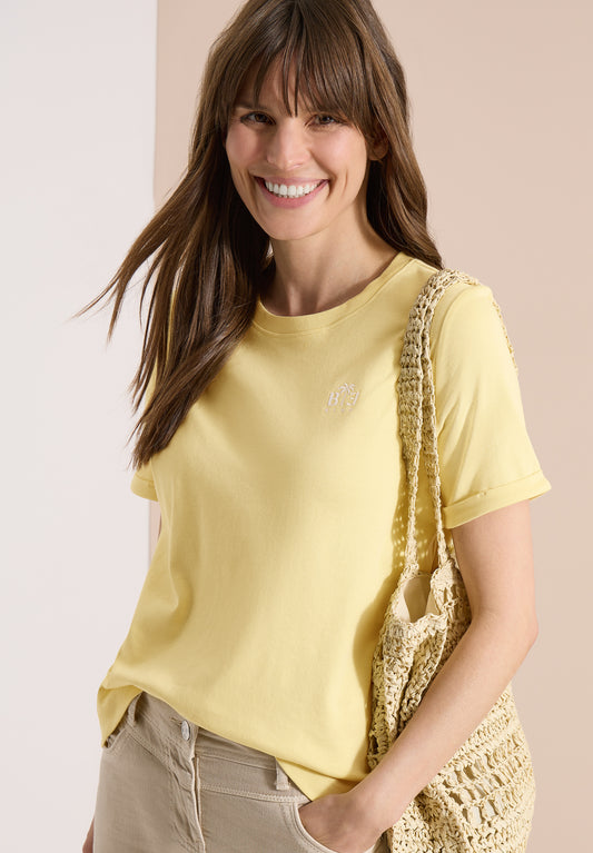 CECIL - T-Shirt mit Rundhals und Print-Detail - Farbe: buttermilk yellow