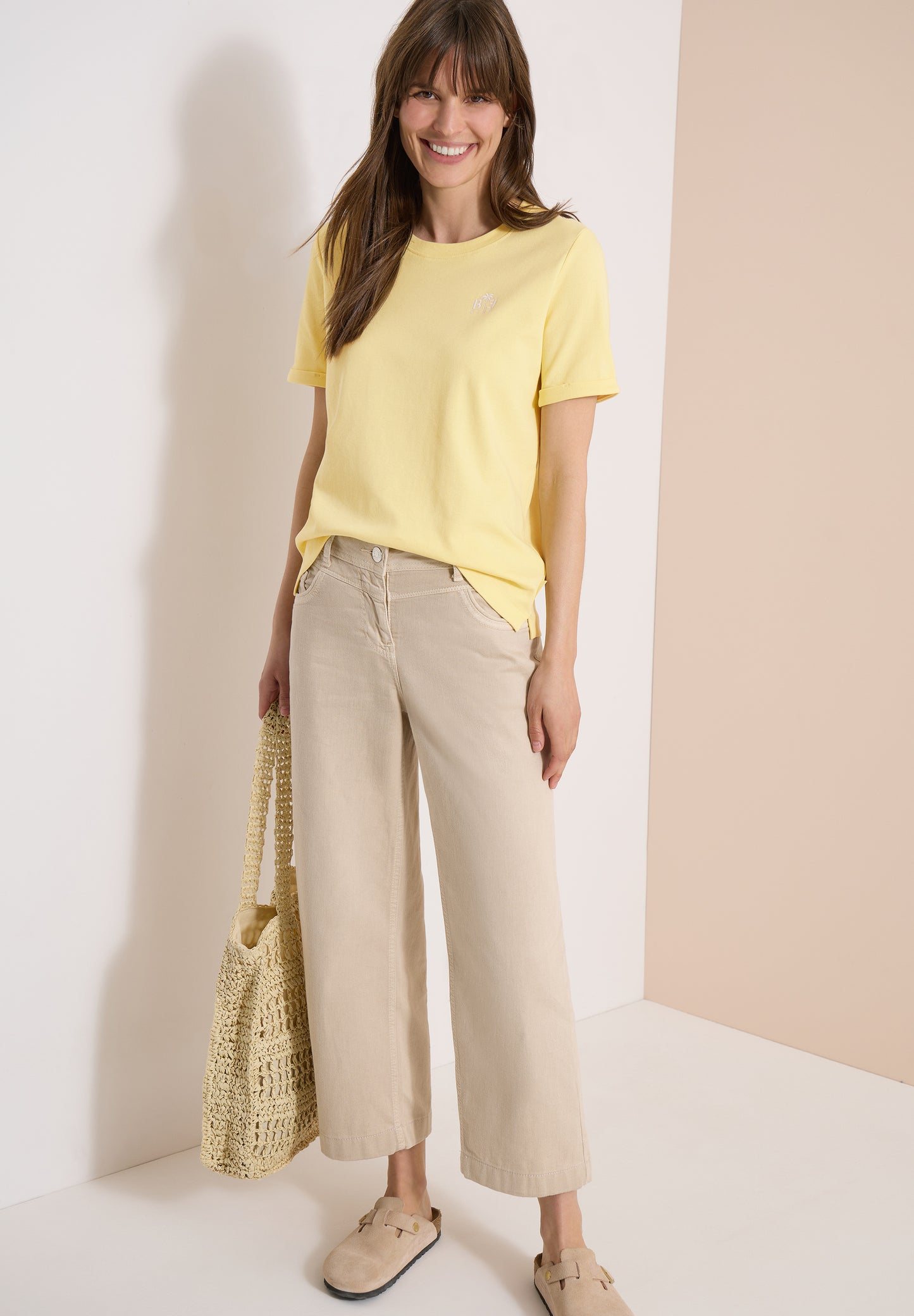 CECIL - T-Shirt mit Rundhals und Print-Detail - Farbe: buttermilk yellow