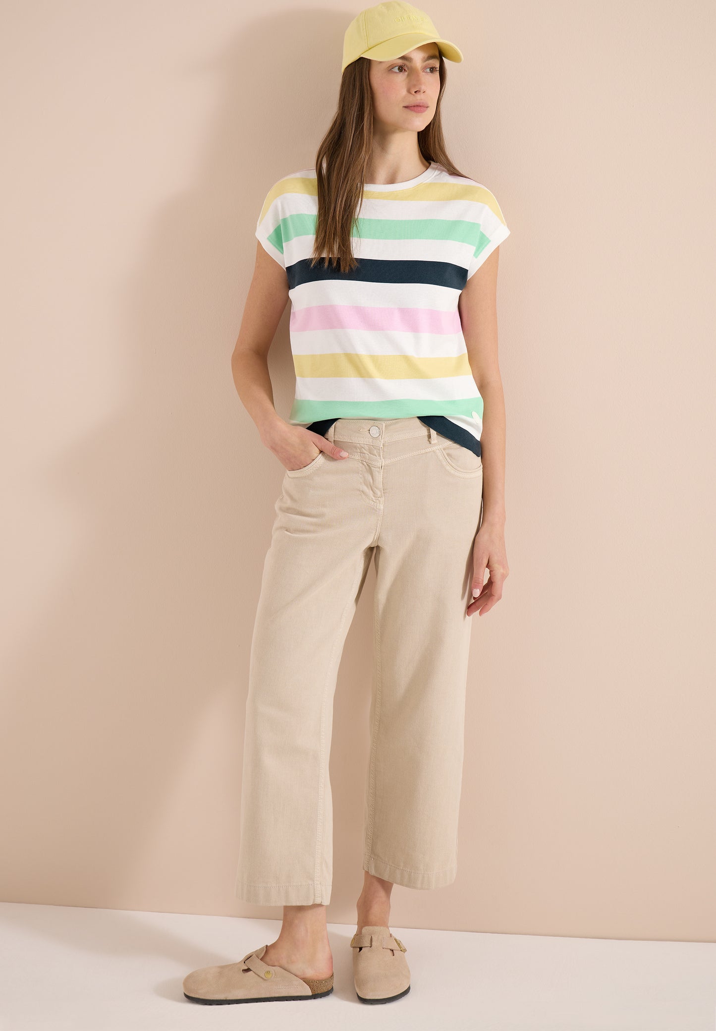 CECIL - T-Shirt mit Multicolor Streifen - Farbe: vanilla white