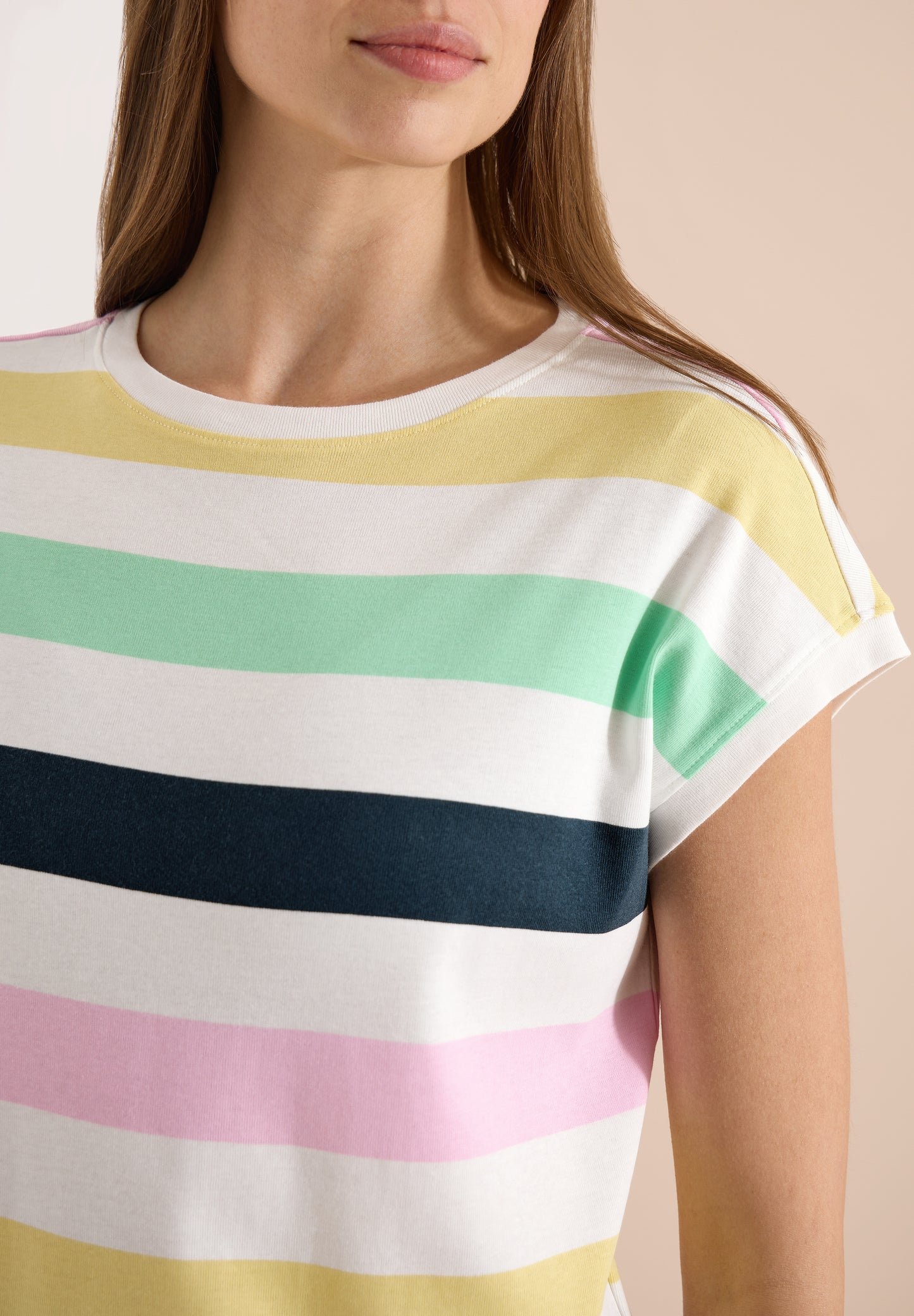 CECIL - T-Shirt mit Multicolor Streifen - Farbe: vanilla white