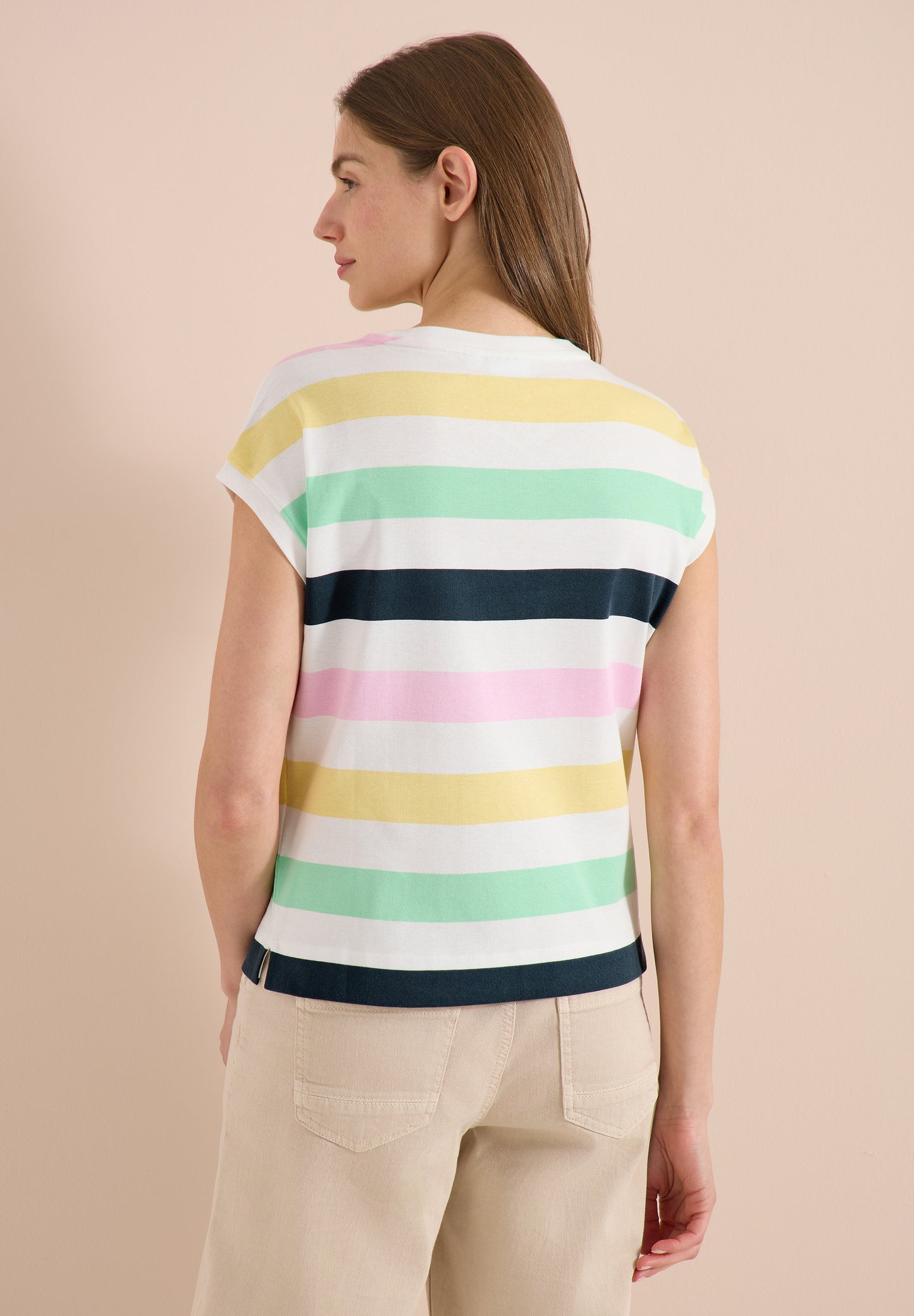 CECIL - T-Shirt mit Multicolor Streifen - Farbe: vanilla white