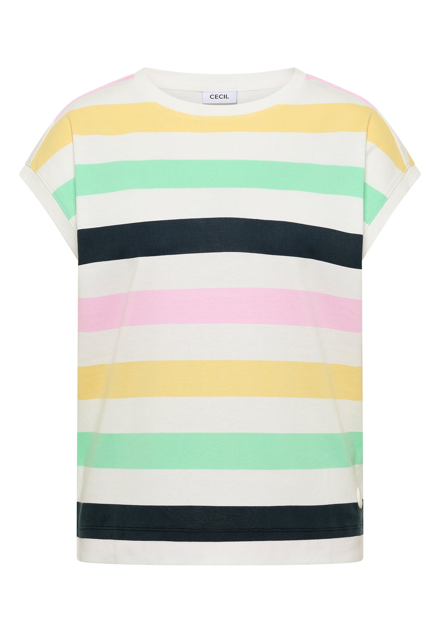 CECIL - T-Shirt mit Multicolor Streifen - Farbe: vanilla white