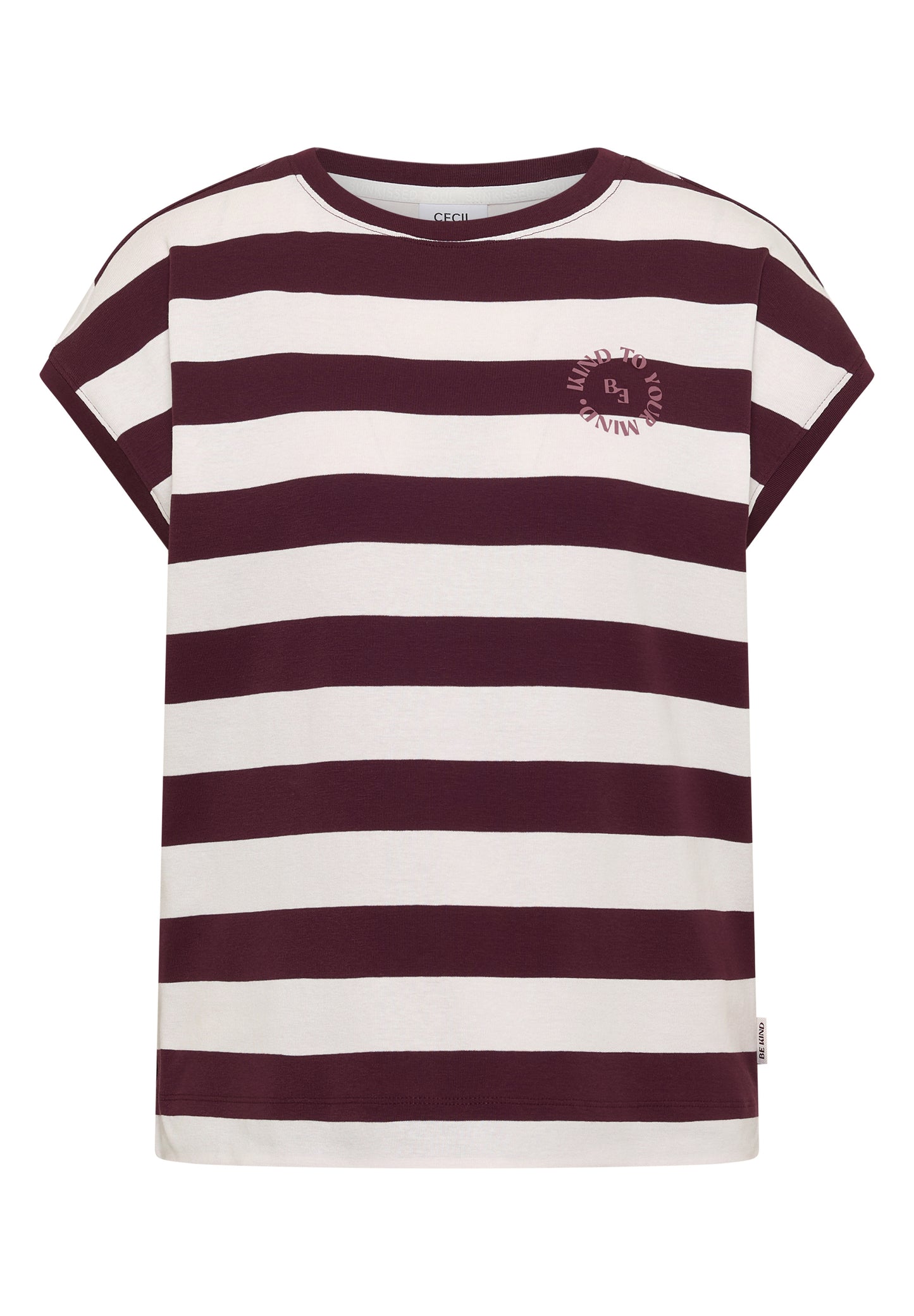 CECIL - T-Shirt mit Streifen und Printdetail - Farbe: sweet grape red