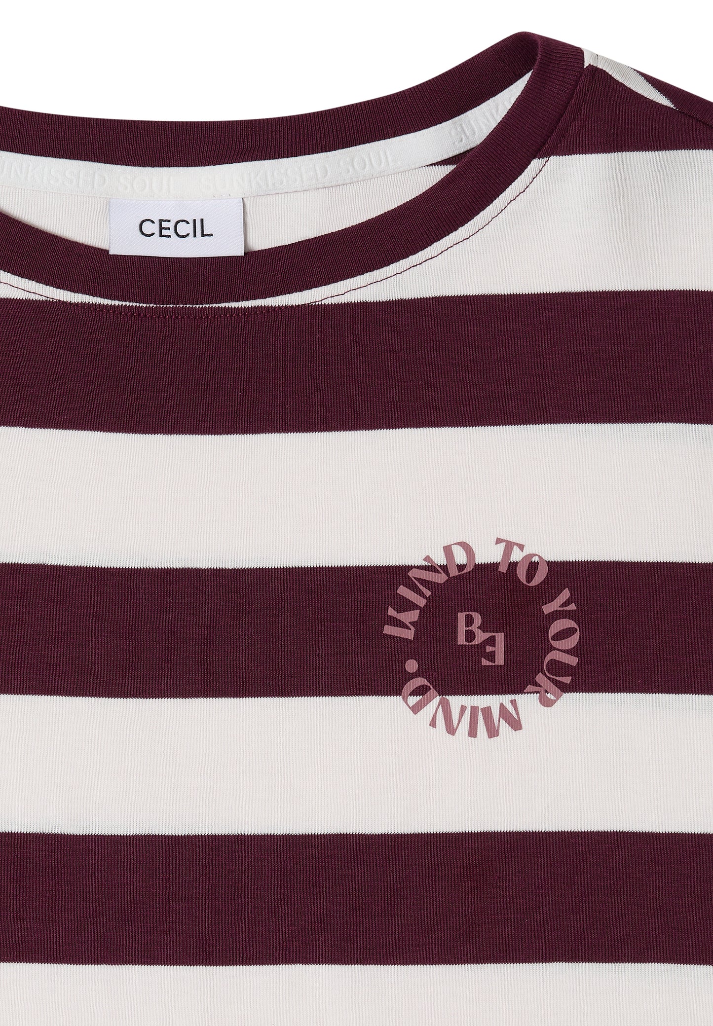 CECIL - T-Shirt mit Streifen und Printdetail - Farbe: sweet grape red